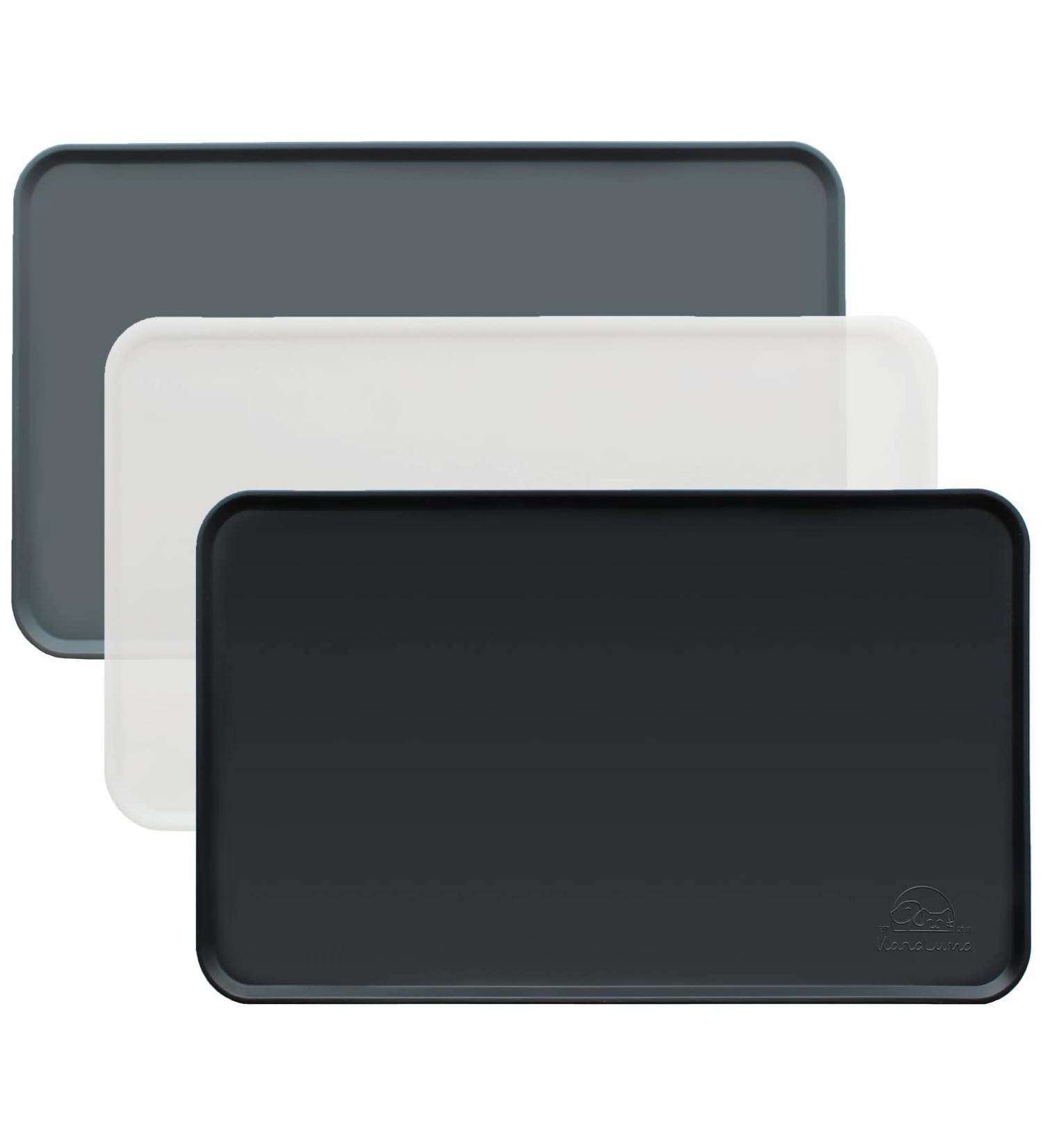 KARALUNA Basic Silicone Black Pet Feeding Mat | 60x40 cm Slip-Resistant Dog & Cat Bowl Pad - Buy Online on GoSupps.com