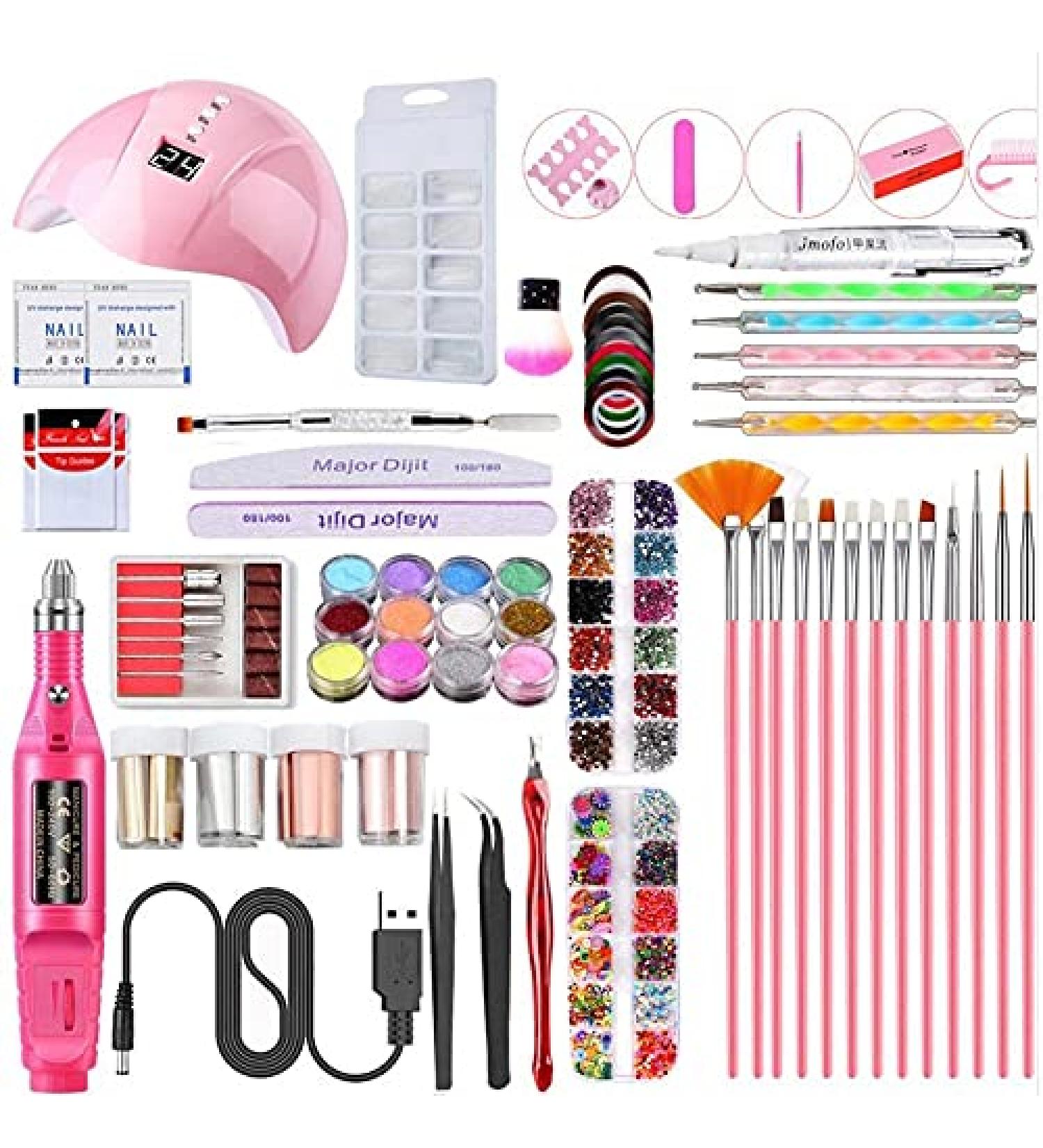 Portable USB Electric Nail Drill Set with 36W Nail Lamp - Manicure Kit for Gel Polish, Acrylic Nails, and Nail Art Decoration - Buy Online on GoSupps.com