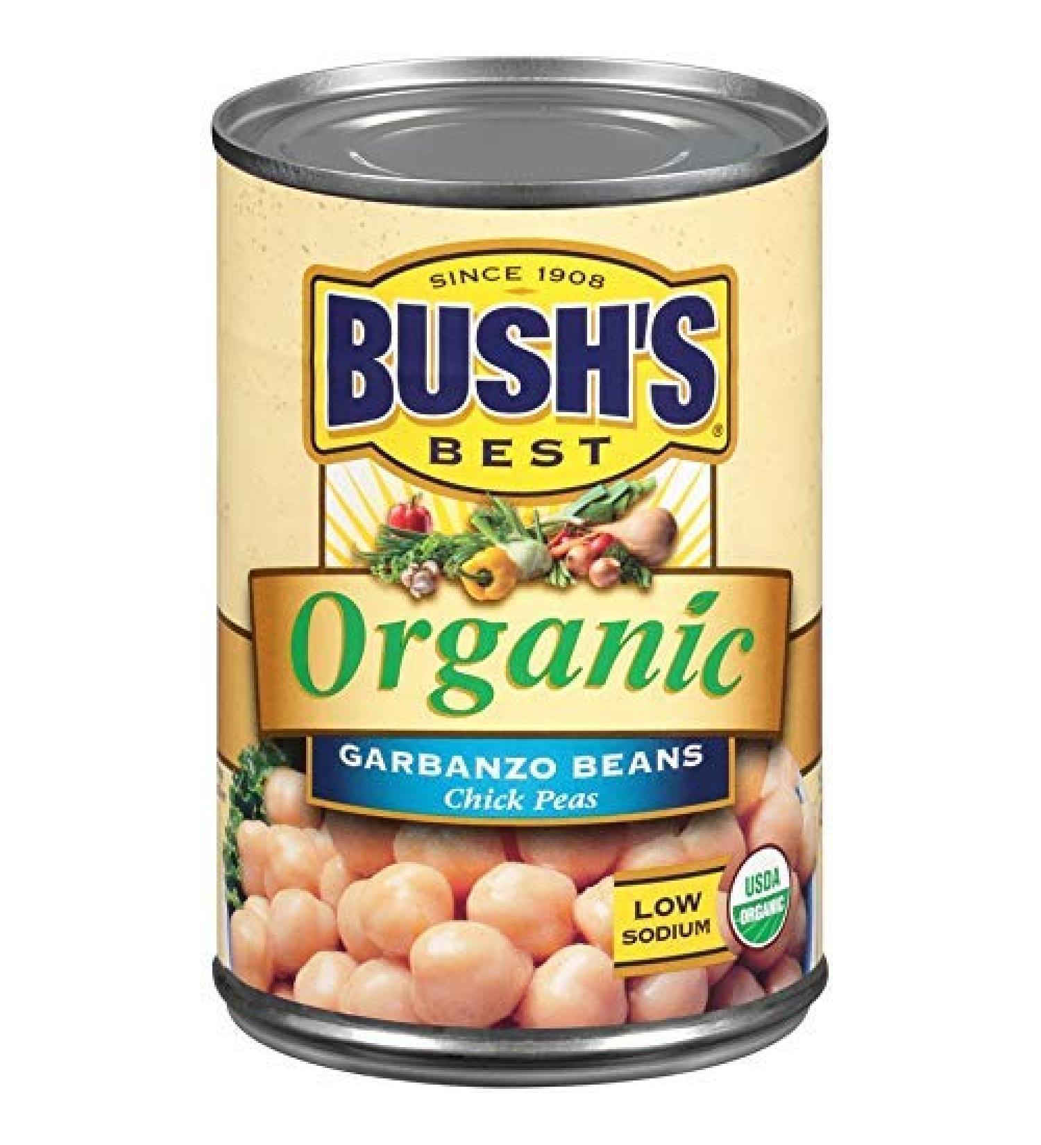 BUSH'S BEST Organic Garbanzo Beans Canned Beans Organic Chick Peas USDA Certified Organic Source of Plant Based Protein and Fiber Low Fat Gluten Free (6) 15 Ounce (Pack of 6) - Buy Online on GoSupps.com