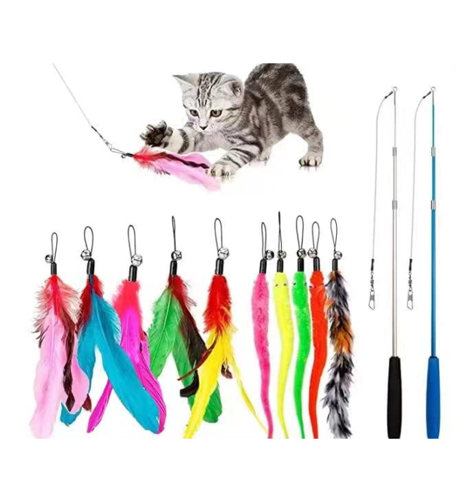 JIARON Cat Toys | 2PCS Retractable Wand and 10PCS Bell Refills | Interactive Teaser for Kitten or Cats - Buy Online on GoSupps.com