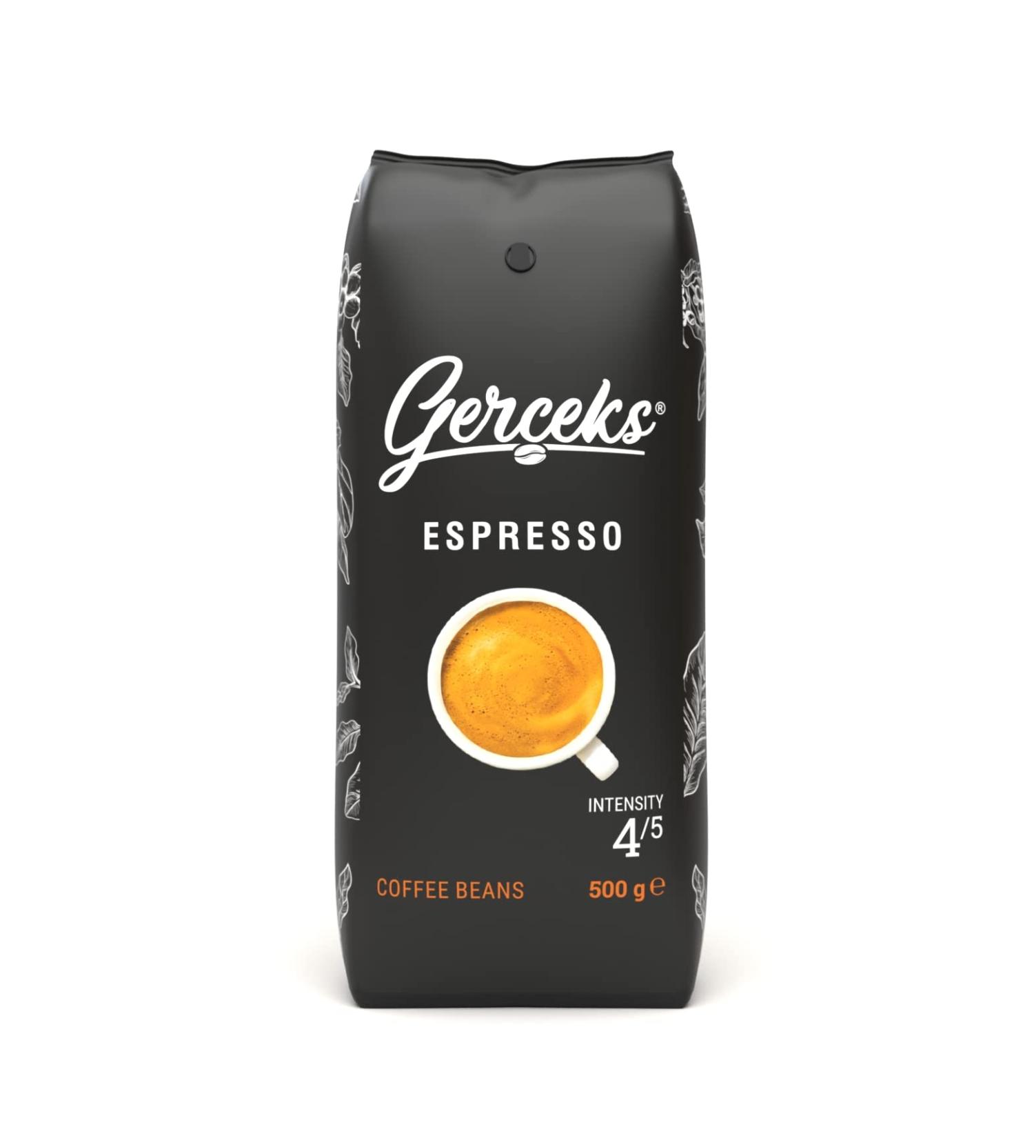 Ger ekt rk GERCEKS Espresso coffee beans strong 500 g barista coffee low in chocolate and acid espresso beans bean coffee with Arabica and Robusta fine crema ideal for cappuccino - Buy Online on GoSupps.com