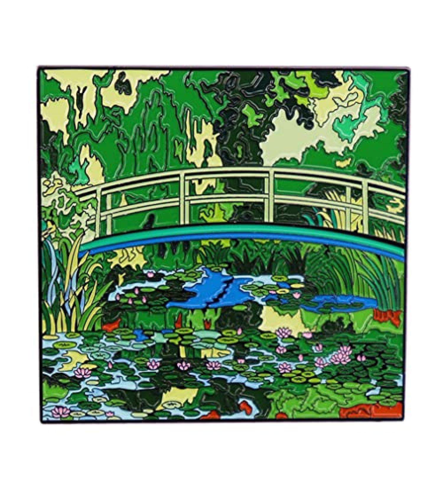 Monet Water Lilies & Japanese Bridge Enamel Lapel Pin - Art Style Graduation Badge - Buy Online on GoSupps.com