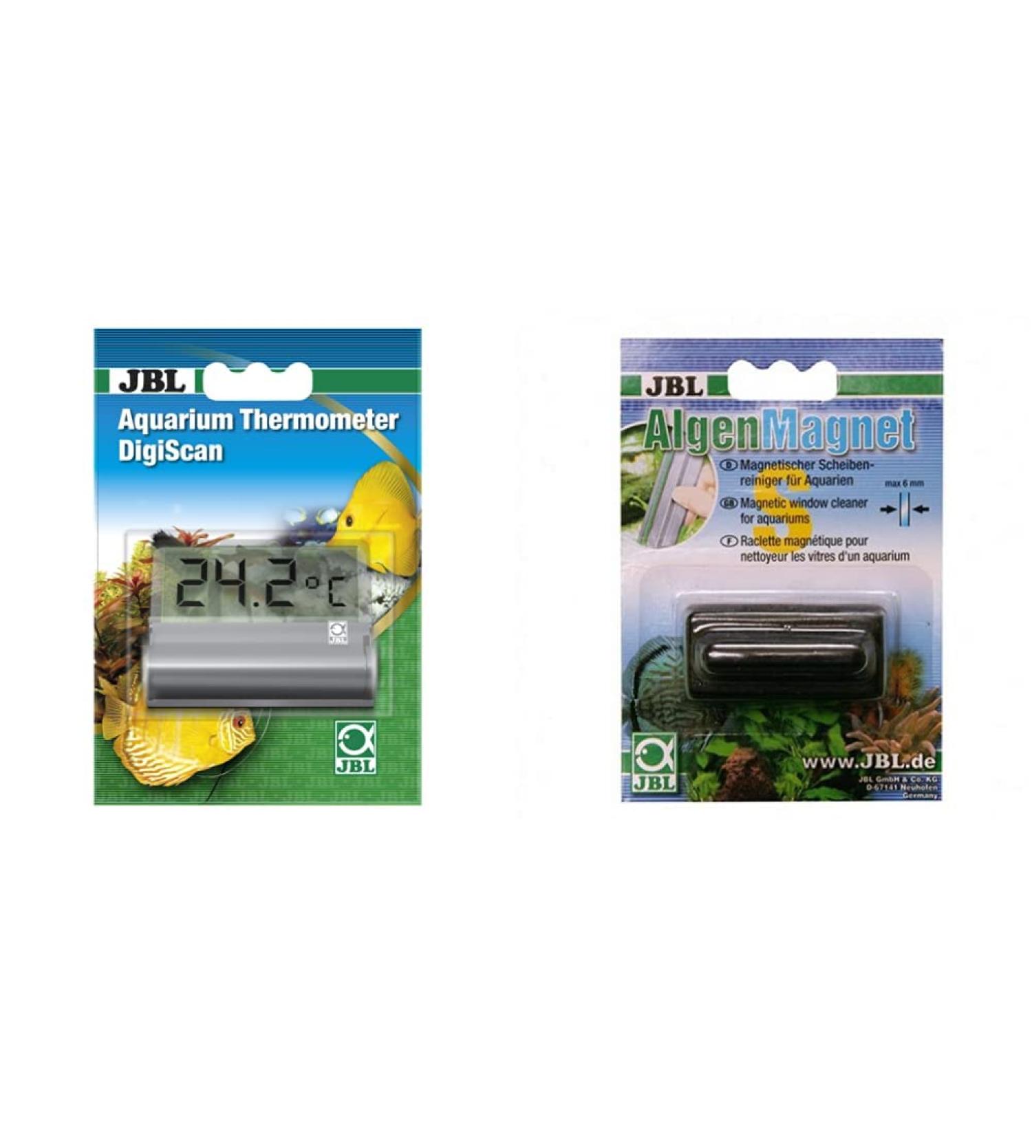 JBL 6122000 Digiscan aquarium thermometer gray 27 g (1-pack) & disc cleaning magnet 61291 for aquarium slices JBL algae magnet S bundle with disc cleaning magnet S