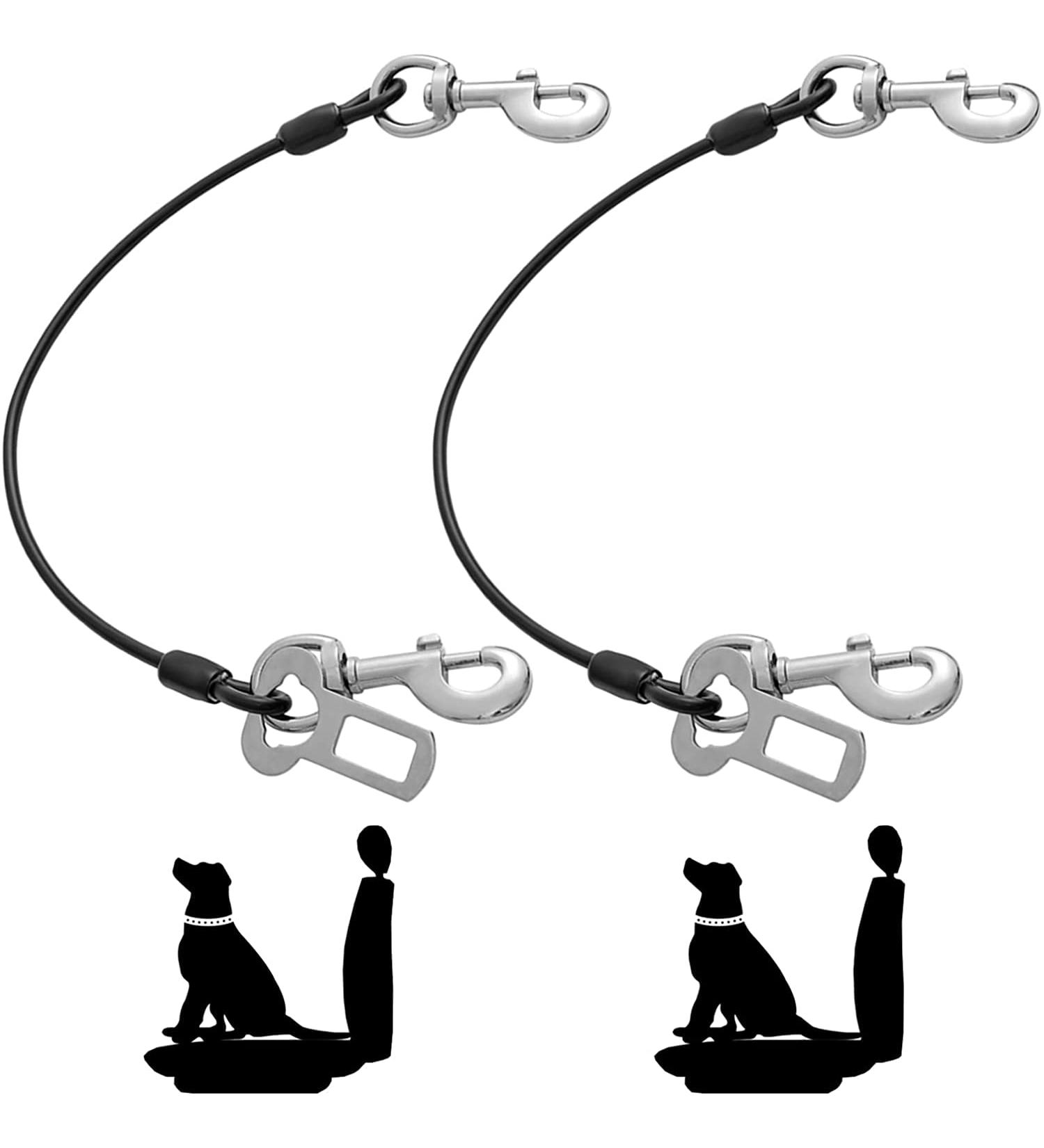 Mi Metty Dog Car Harness with Coated Wire Rope Safety Restraint - 32 inch Black+Black - Buy Online on GoSupps.com