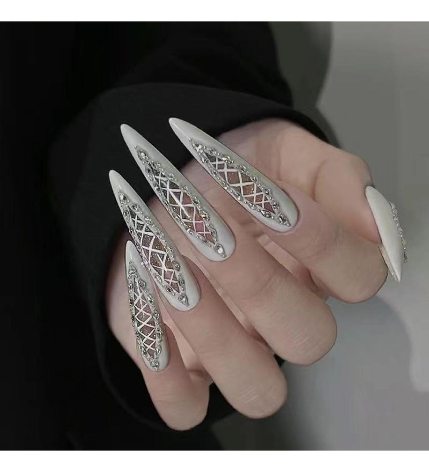 Temperament enhancement nail hand manicure" pure hand-worn uncle Jia with pure white ballet dancer sweet temperament spice girl student manicure (10 pieces)(M) - Buy Online on GoSupps.com