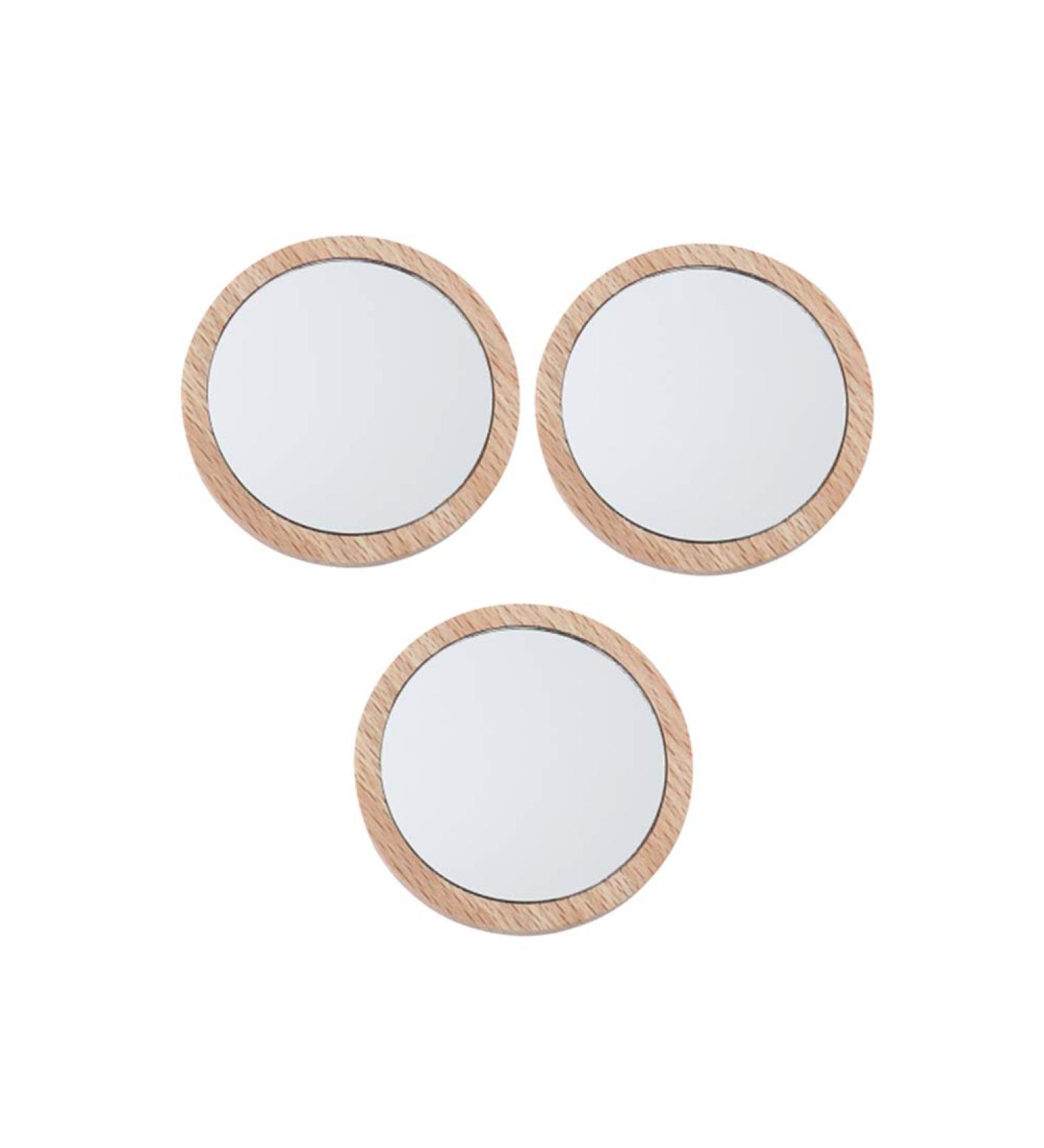 Solustre 3PCs Handheld Wood Makeup Mirror Set - Mini Cosmetic Mirrors for Girls & Women | Ideal for Home & Outdoor Use - Buy Online on GoSupps.com