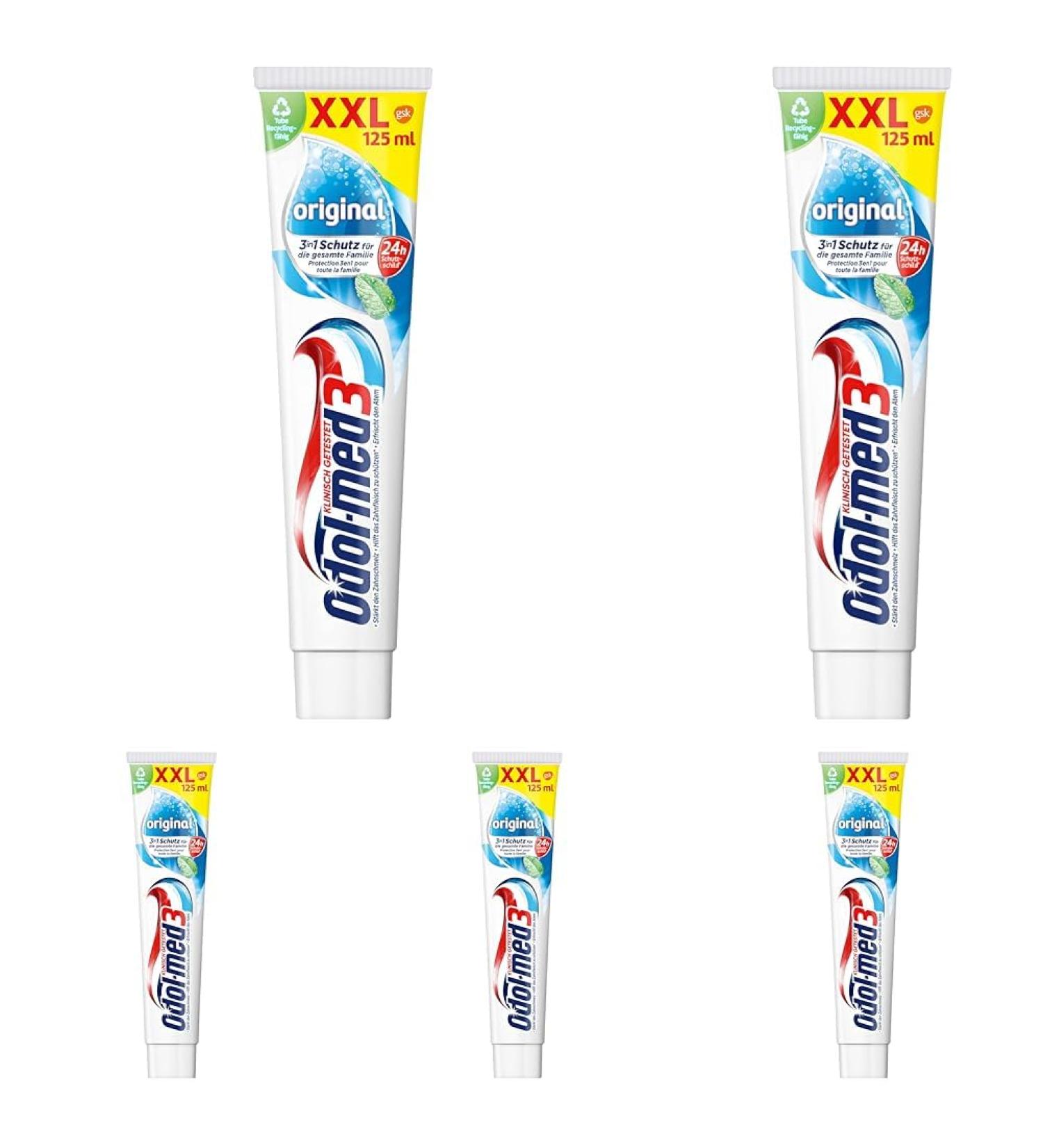 Odol-Med 3 Toothpaste 125ml (5 Pack) - 3-in-1 Protection for Strong Teeth Healthy Gums & Fresh Breath - Shop Internationally! - Buy Online on GoSupps.com