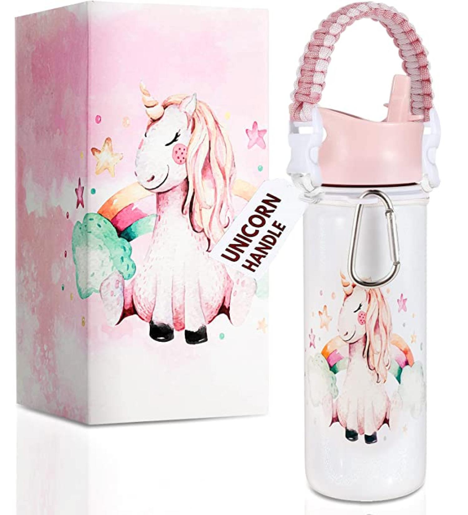 18oz Unicorn Water Bottle - Leak Proof, 36 Hours Cold, Dishwasher Safe, Wide Mouth, Insulated Stainless Steel - Perfect Straw Bottle for Girls at School - Buy Online on GoSupps.com