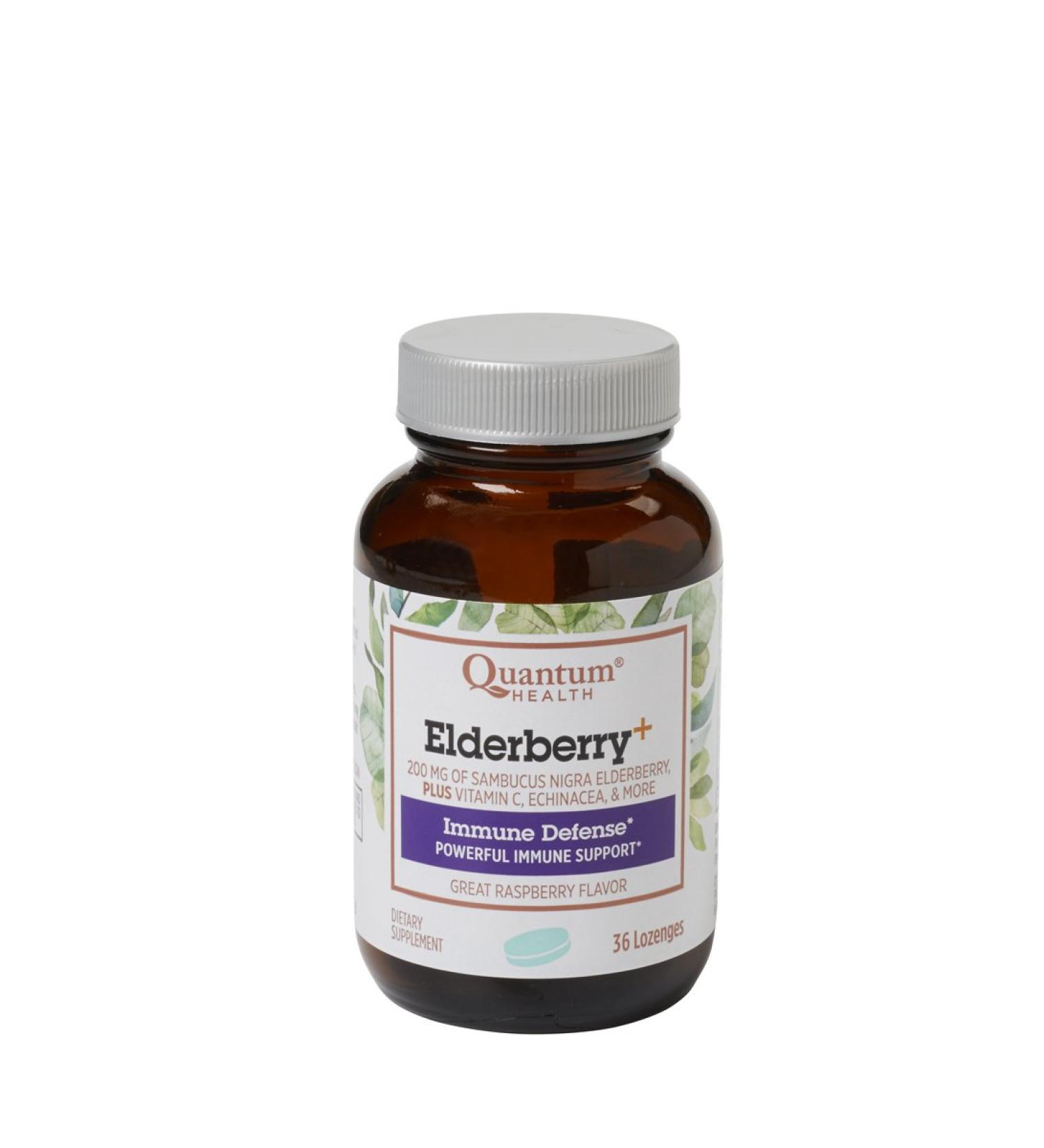 Quantum Health Elderberry Lozenges - Raspberry, Herb-Infused Throat Comfort & Immune Support, 36 Ct - Buy Online on GoSupps.com