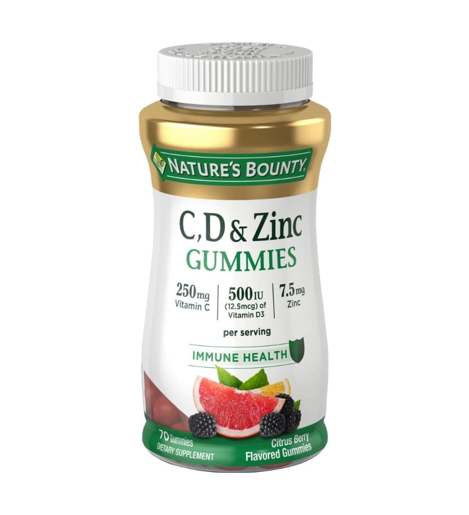 Nature's Bounty C D & Zinc Gummies - Immune Support for Adults - Citrus Berry - 70 Ct - Buy Online on GoSupps.com