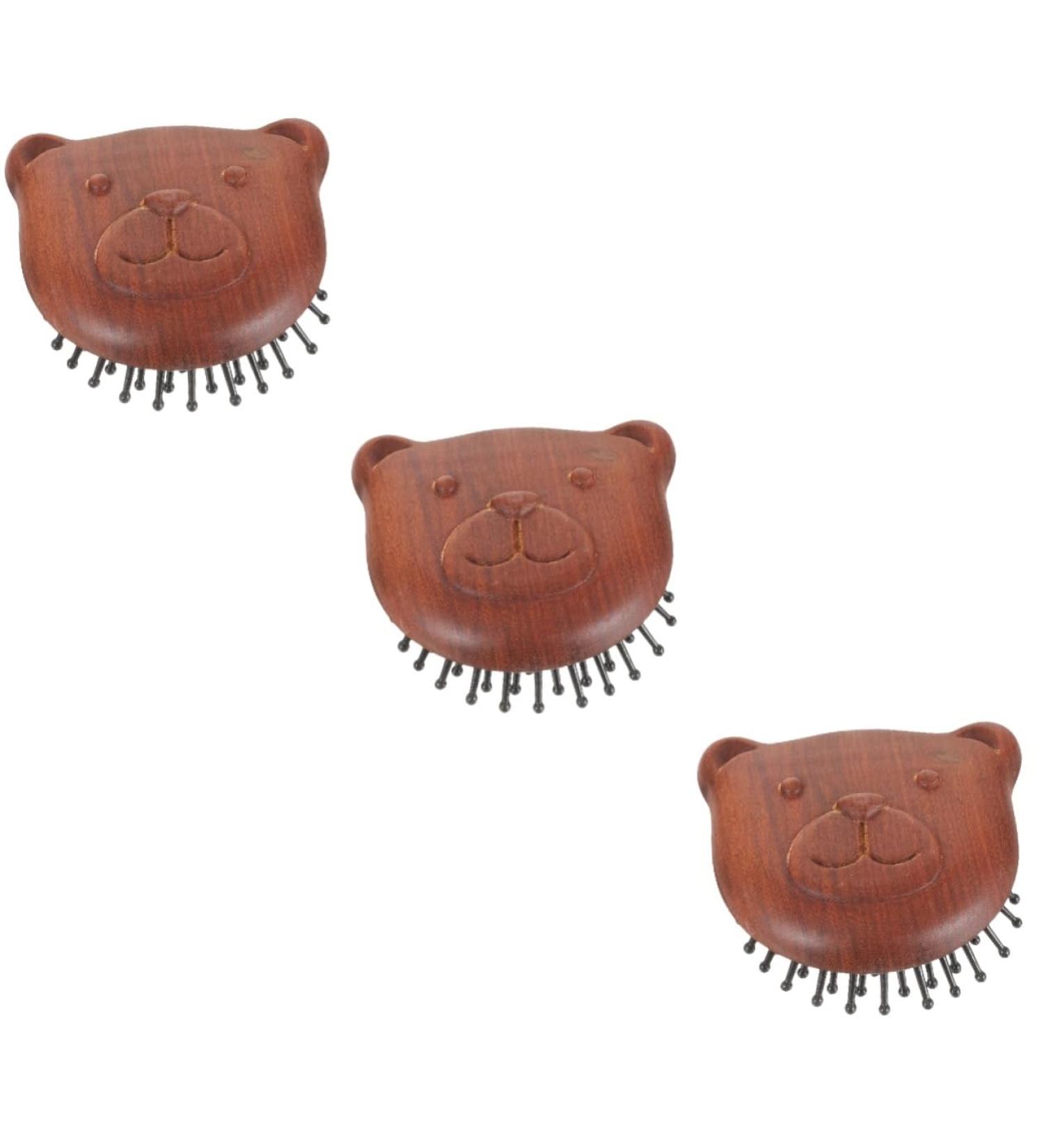 Fomiyes 3-in-1 Airbag Massage Comb & Brush - Bear Shaped Sandalwood Scalp Massager for Hair Care & Lockenshampoo - Buy Online on GoSupps.com