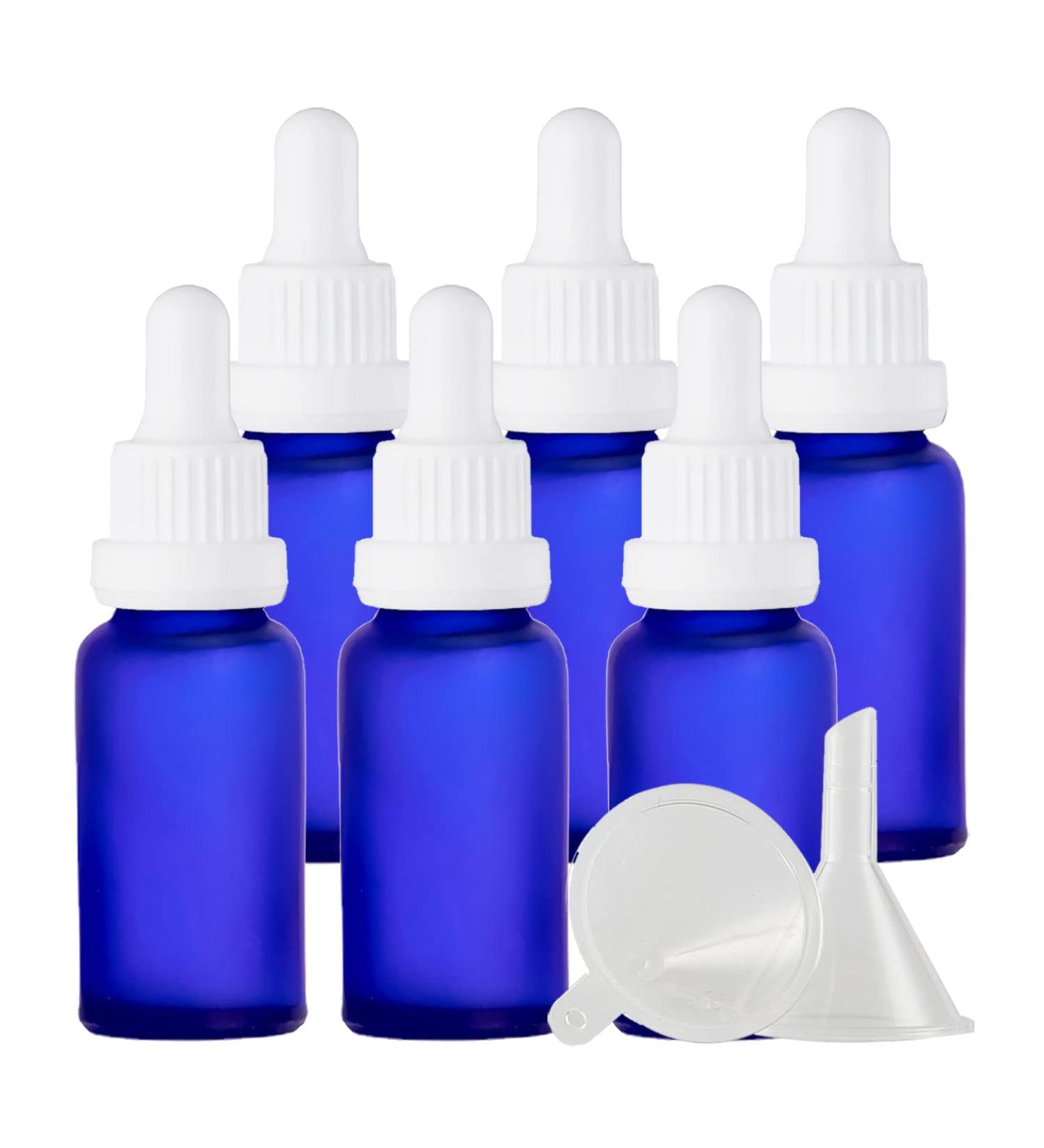 Zeoabsy 6 Pack 20ml Frosted Blue Glass Pipette Bottles Empty Essential Oil & Aromatherapy Drip Bottles with White Lock Pipette Ring  - Buy Online on GoSupps.com