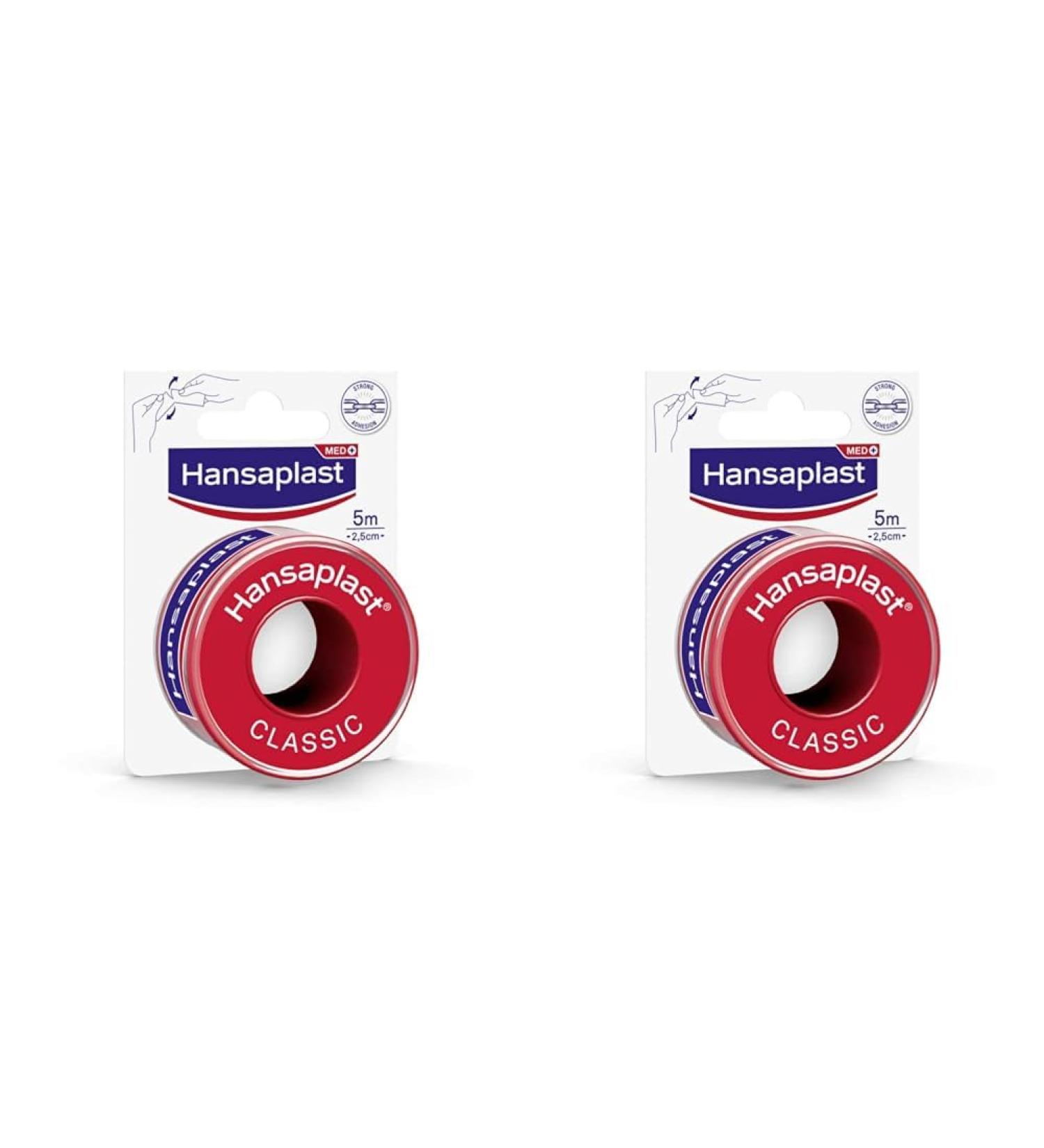 Hansaplast Fixing Plaster Classic - 5m x 2.5cm Strong Adhesive Tape for Wound Bandage Fixation (2 Pack) | International Shipping - Buy Online on GoSupps.com