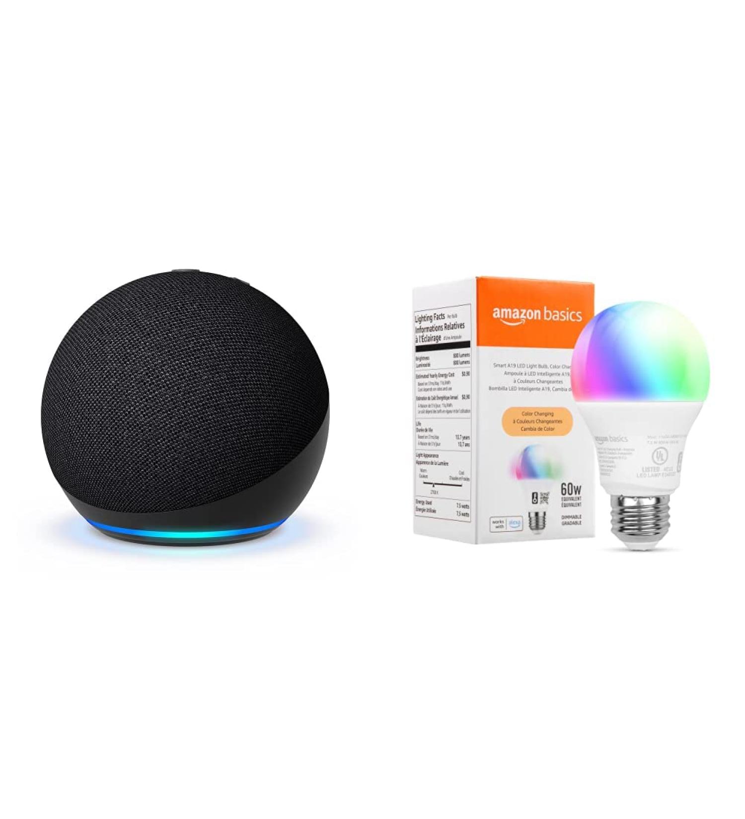 Echo Dot 5th Gen Charcoal with Amazon Basics Smart Color Bulb - Buy Online on GoSupps.com