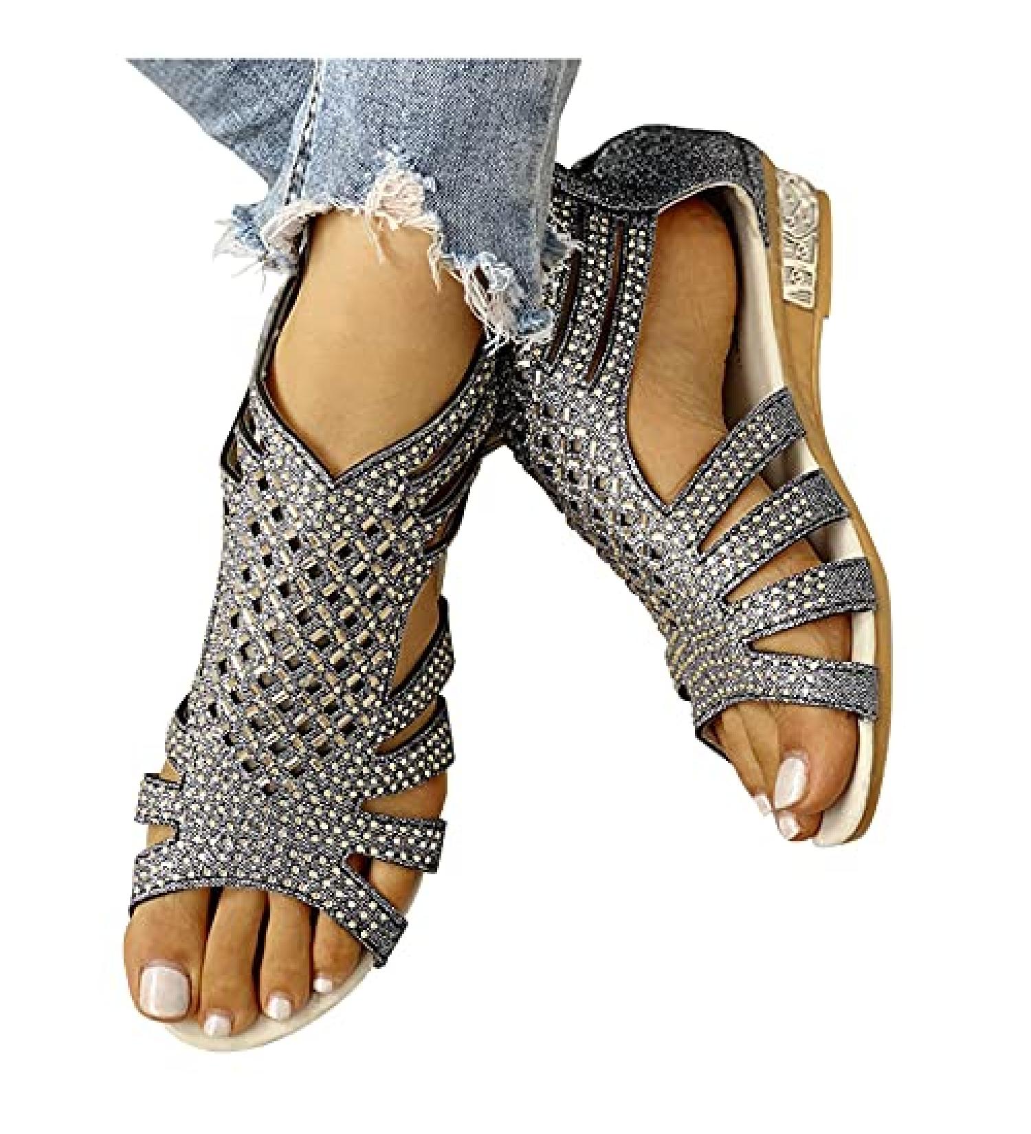 Rvidbe Dressy Women's Platform Wedge Sandals - Ankle Buckle Flip Flops - Z1-Black 7.5 - Buy Online on GoSupps.com
