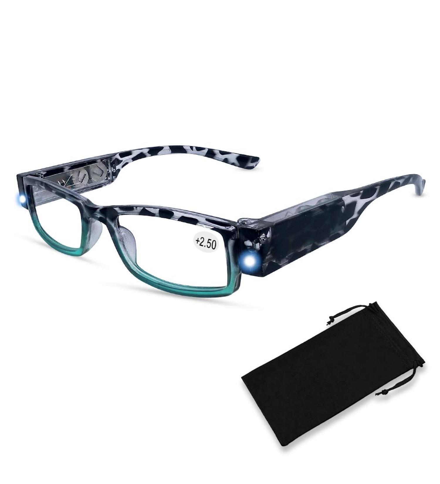 LED Reading Glasses with Light - Unisex Bright Magnifier for Clear Vision - Compact Full Frame +250 2.5 Nighttime Reader - Buy Online on GoSupps.com