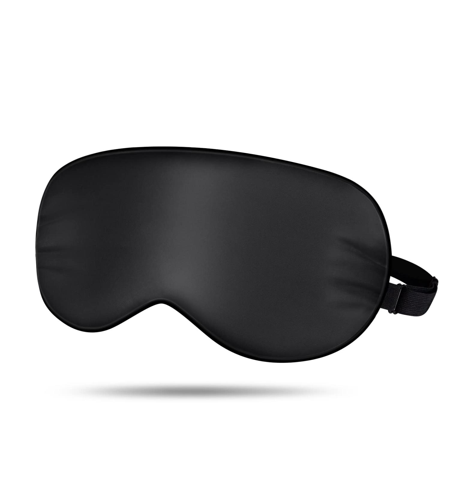 Natural Silk Sleep Eye Mask for Men and Women - Adjustable Black Blindfold for Night Sleeping, Travel, Nap, and Meditation - Buy Online on GoSupps.com