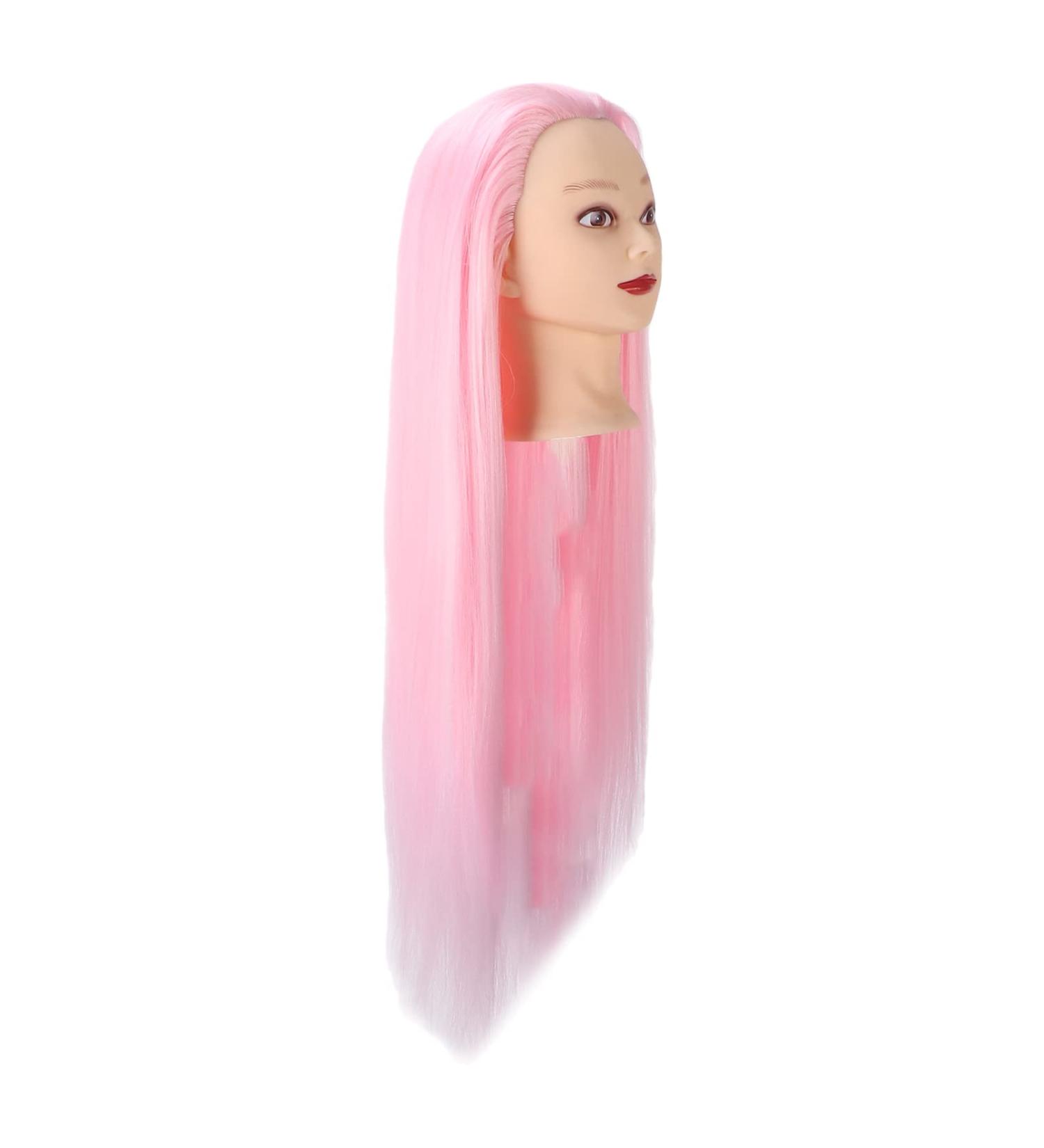 Buy Mannenquink Long Pink Hair Practice Head - High-Temperature Wire No Odor - Ideal for Hairdressers - Buy Online on GoSupps.com