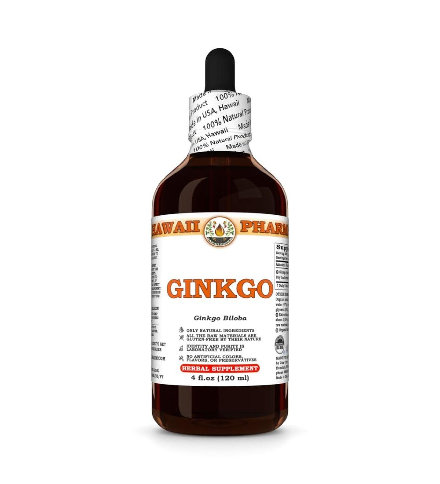 Ginkgo (Ginkgo Biloba) Dry Leaf Tincture, Made in Hawaii, Organic Raw Materials, All Natural, Vegan, Pure Liquid Extract - 4 fl.oz 4 Fl Oz (Pack of 1) - Buy Online on GoSupps.com