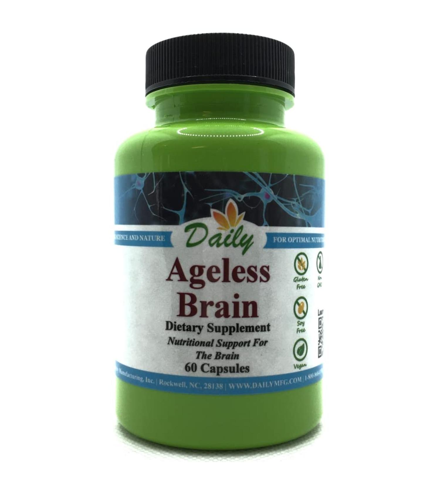 Daily Manufacturing Ageless Brain (Methylfolate B12 Resveratrol Lutein Zeaxanthin Ashwagandha Extract Curcumin Astaxanthin & Inulin) - Buy Online on GoSupps.com