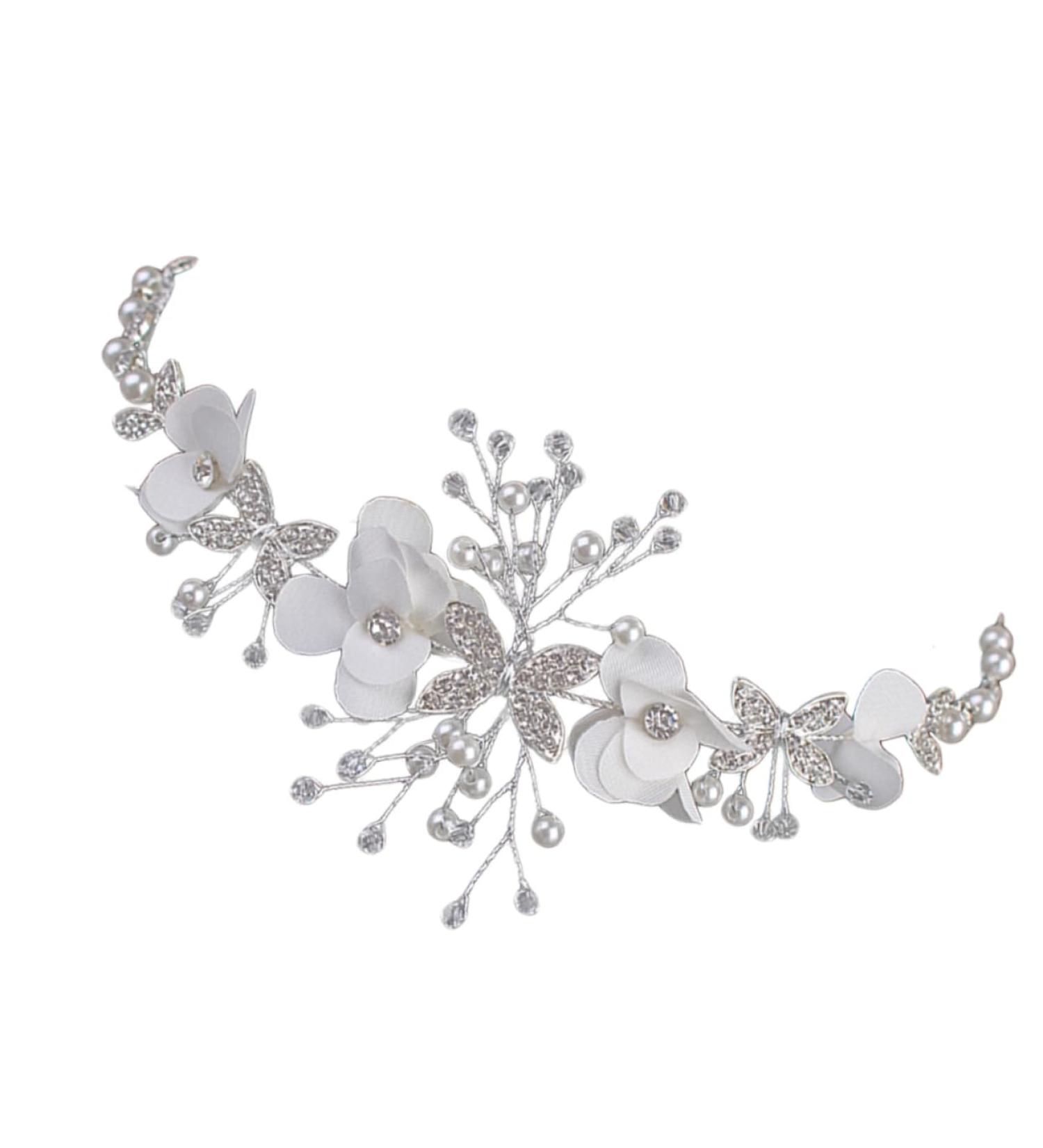 FRCOLOR Floral Headband Bride Headpieces for Wedding Bridal Hair Accessories Wedding Headband Bridesmaid Hair Accessories Rhinestone Headdress Women Headdress for Wedding Tiara White - Buy Online on GoSupps.com