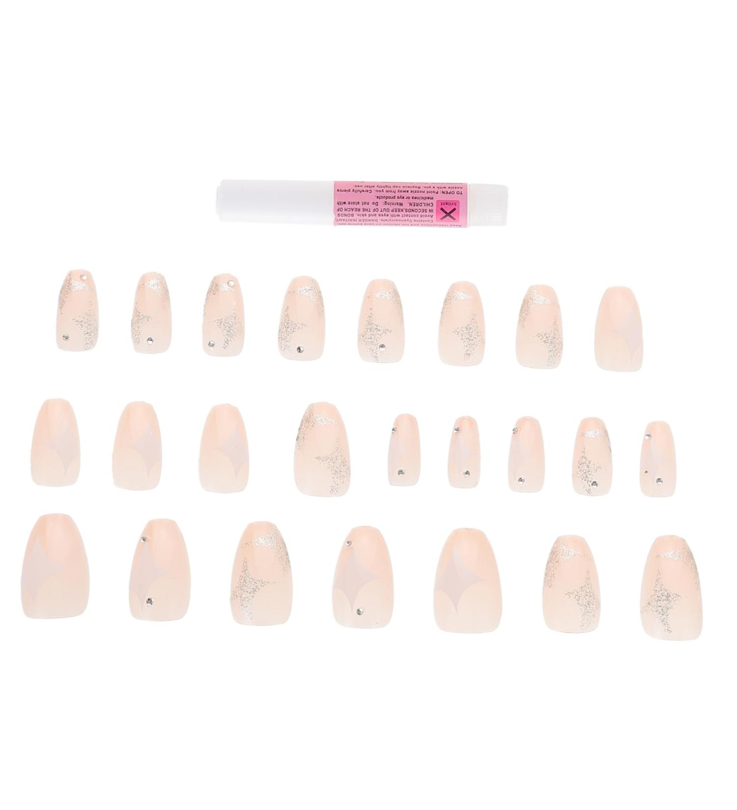 Gogogmee 1 Set Nail Patch Fake Nails with Glue French Decor Nails Decoration Nail Embellishments False Nails with Glue Nail Decals Nail Salon Supplies Sticker Plastic Full Coverage X4 Pink - Buy Online on GoSupps.com