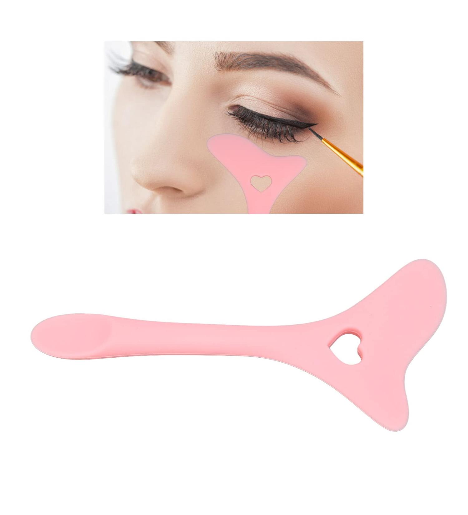 Eyeliner Stencil Wing Tips Silicone Eyebrow Pencil Stencil with Tail Skin Cream Spoon Reusable Eyeshadow Applicator Makeup Tool(Pink) - Buy Online on GoSupps.com