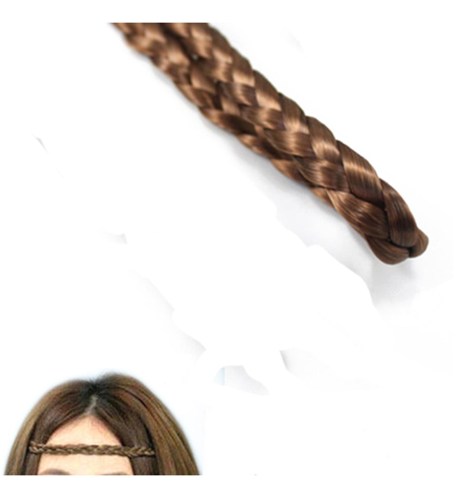 Hairpiece braid strands braid hair piece wig headband light coffee brown