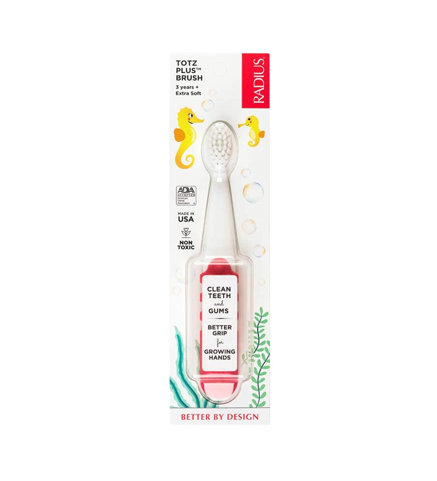 RADIUS Totz Plus Extra Soft Toothbrush for Kids 3 Years+ - Coral - Buy Online on GoSupps.com