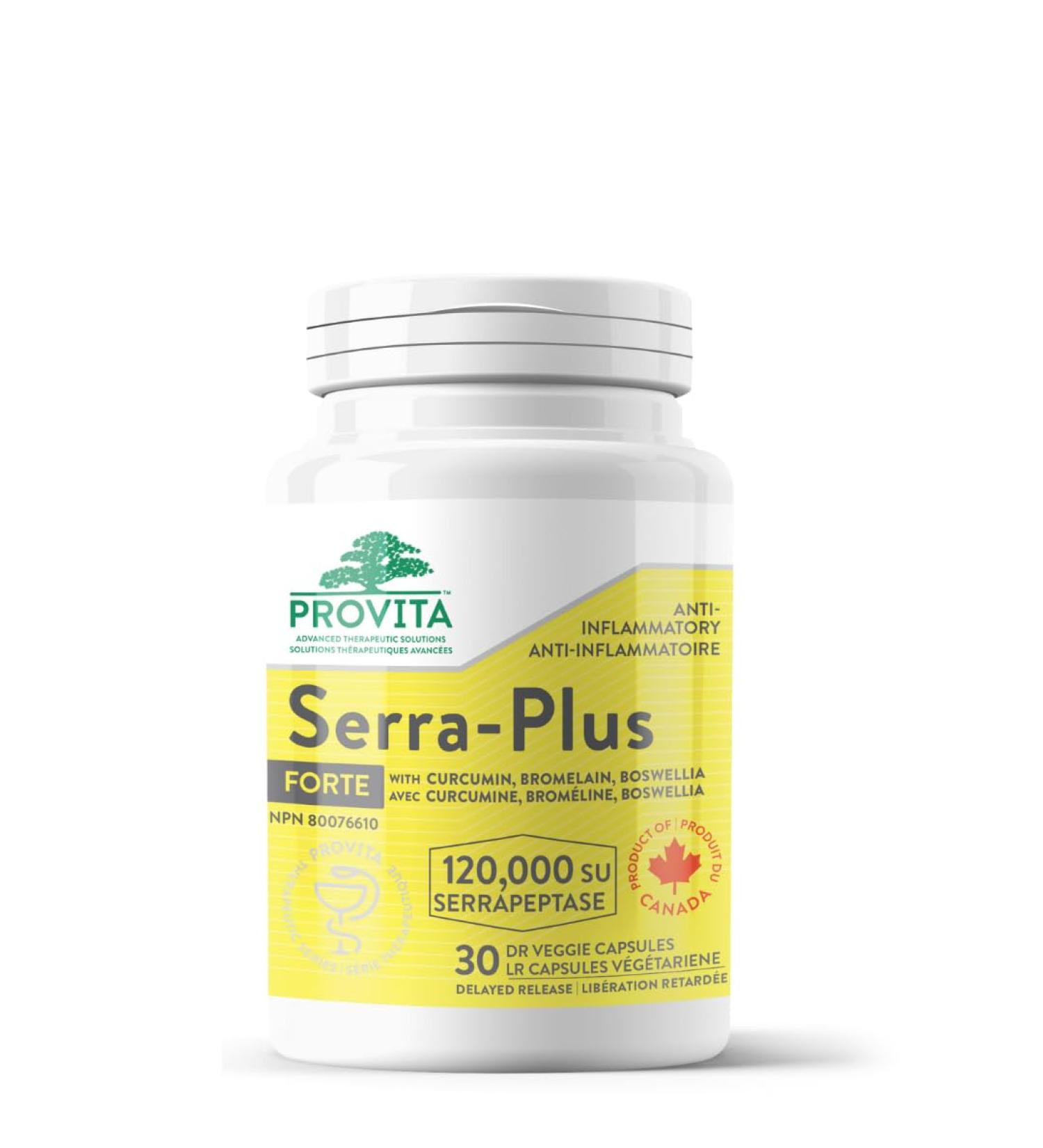 Provitas Serra-Plus Forte - Advanced Pain & Inflammation Relief with Maximum Potency Serrapeptase - 30 Capsules 30 count (Pack of 1) - Buy Online on GoSupps.com