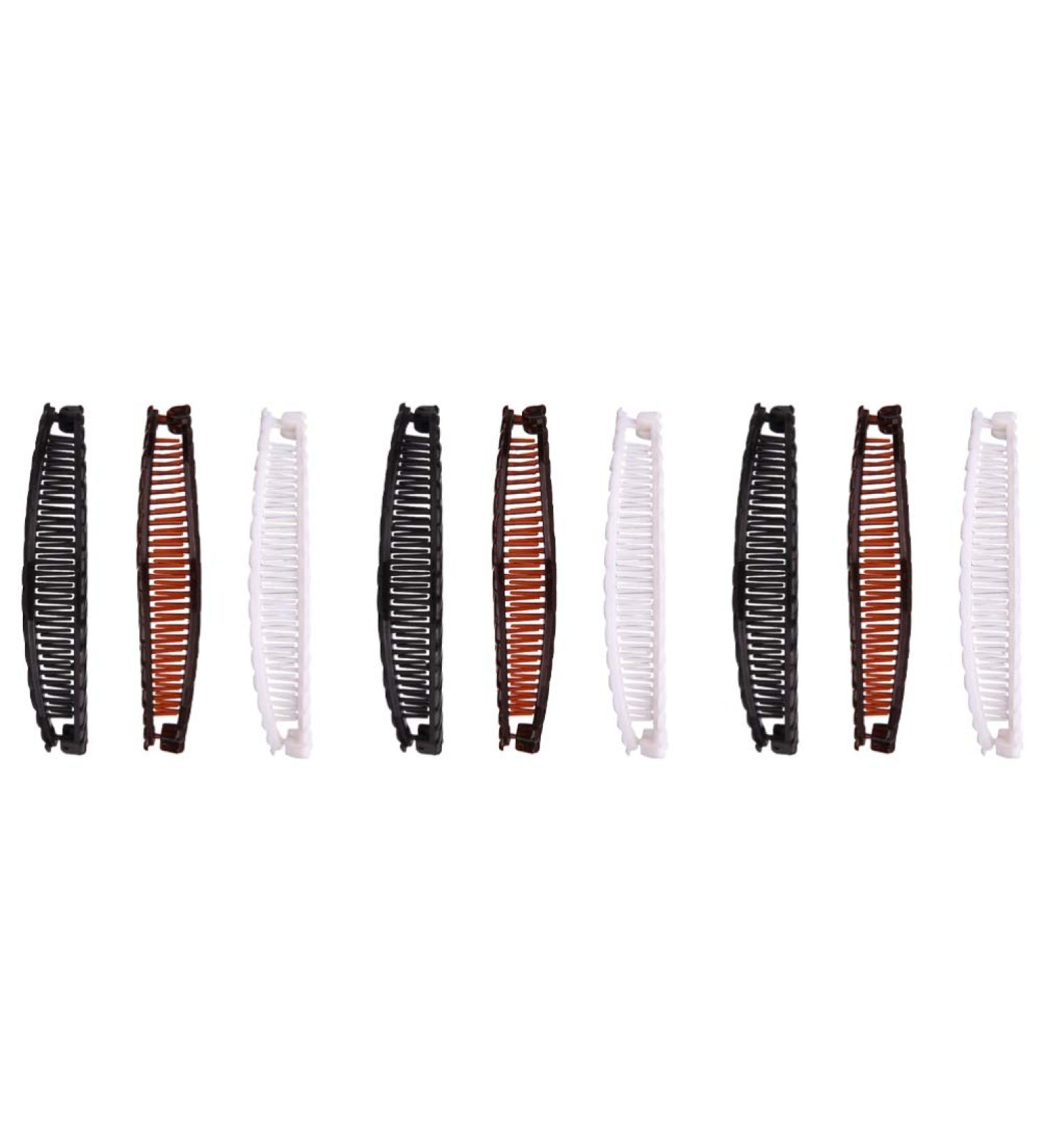 Lurrose 9 pcs Banana Clip Thick Hair Banana Ponytail Holder Clincher Comb for Women Headdress Hair Accessories (White Black Coffee) - Buy Online on GoSupps.com