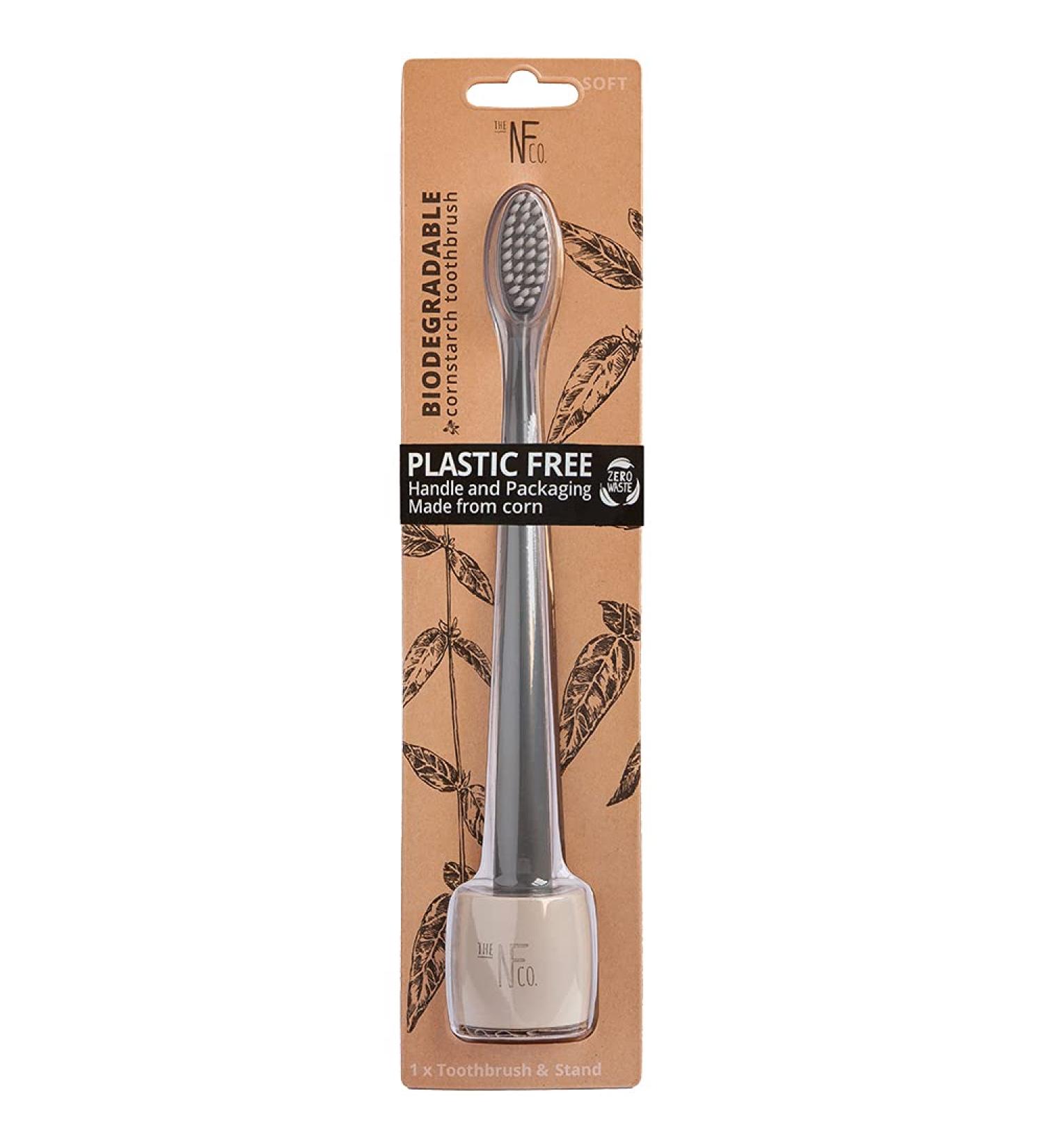 Natural Family Co. Biodegradable Cornstarch Toothbrush - Soft Monsoon Mist + Stand - Buy Online on GoSupps.com