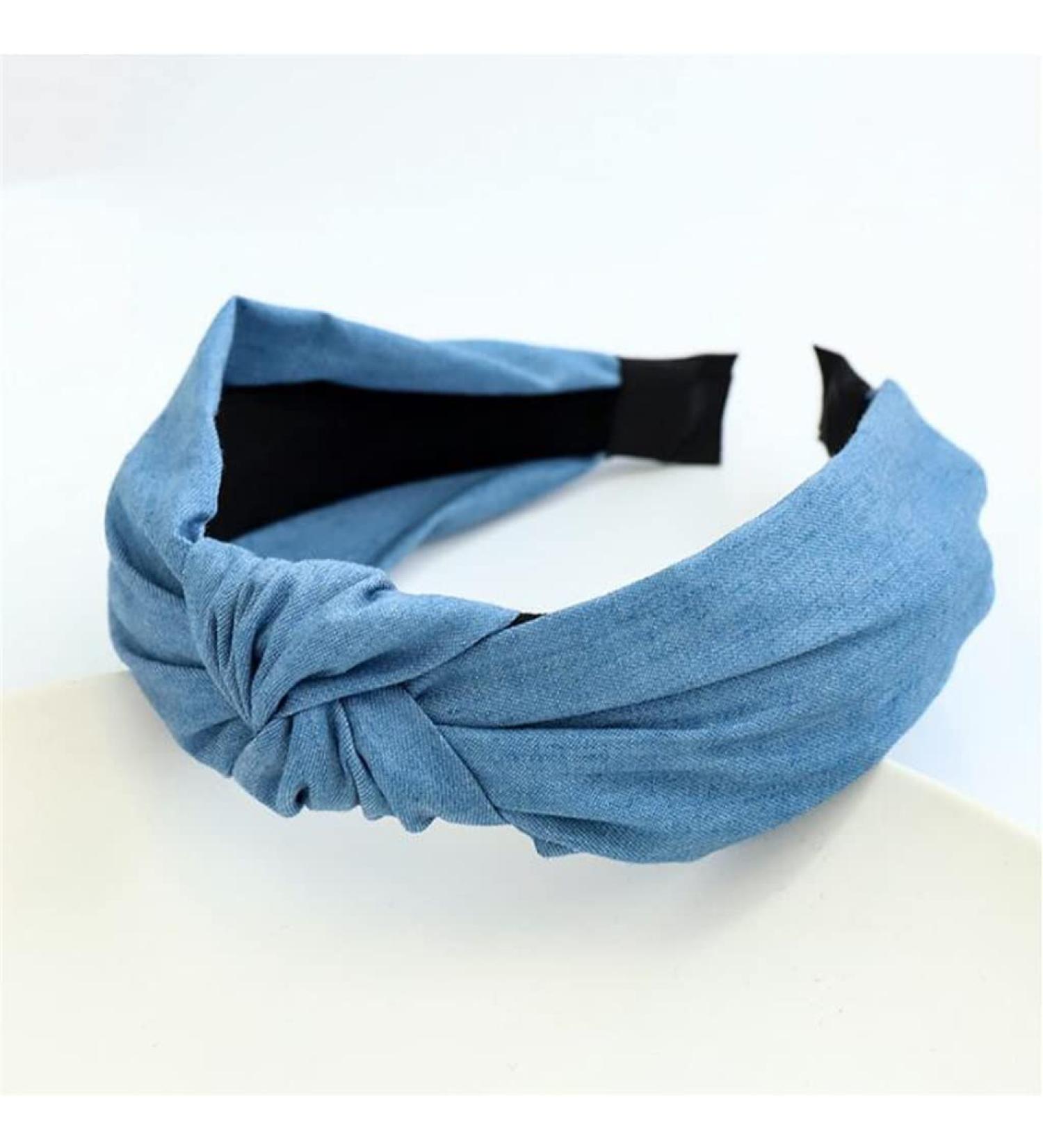 WENLII Ladies Casual Blue Black Denim Headband with Center Knot - Hair Accessories (Color: Blue, Size: 1) - Buy Online on GoSupps.com