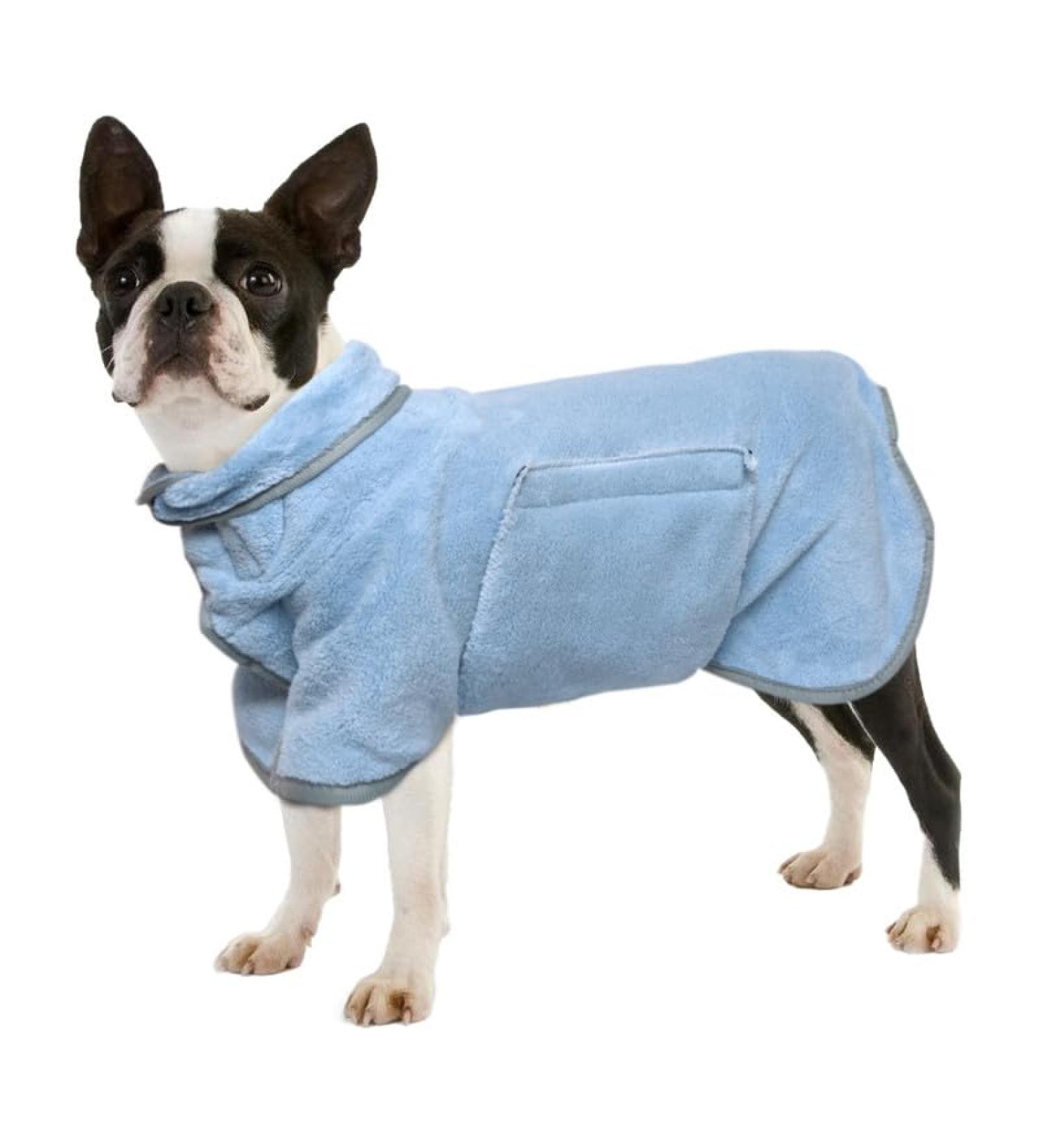 Petsmiler Dogenkademenel XS Blue Velcro Dog Bathrobe for Small Dogs | Quick-Dry After Swimming & Walking in Rain - Buy Online on GoSupps.com