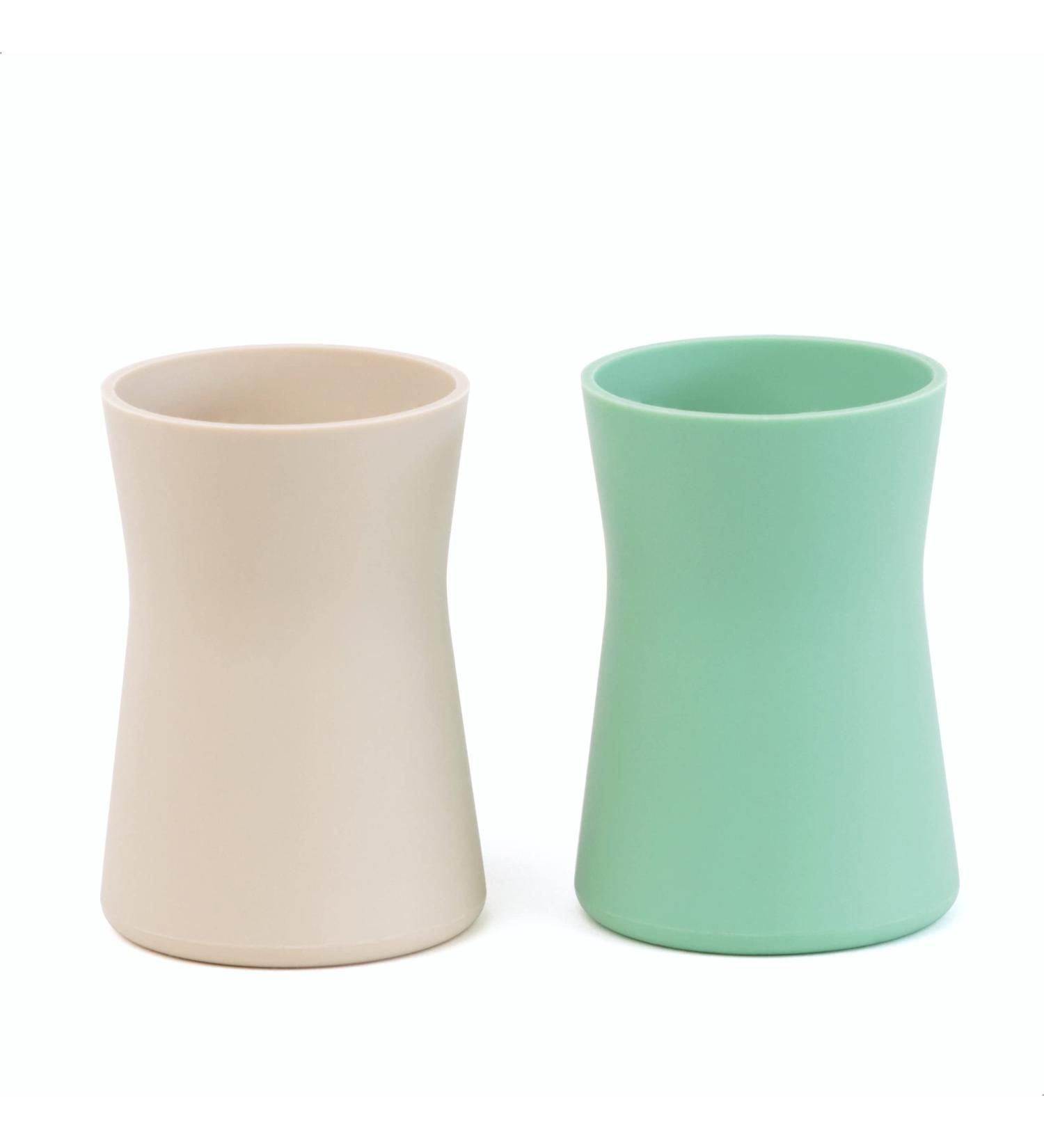 APLAINR Silicone Open Training Cup for Baby & Toddler | Set of 2 | 4+ Months (Sage Green/Cream) - Buy Online on GoSupps.com