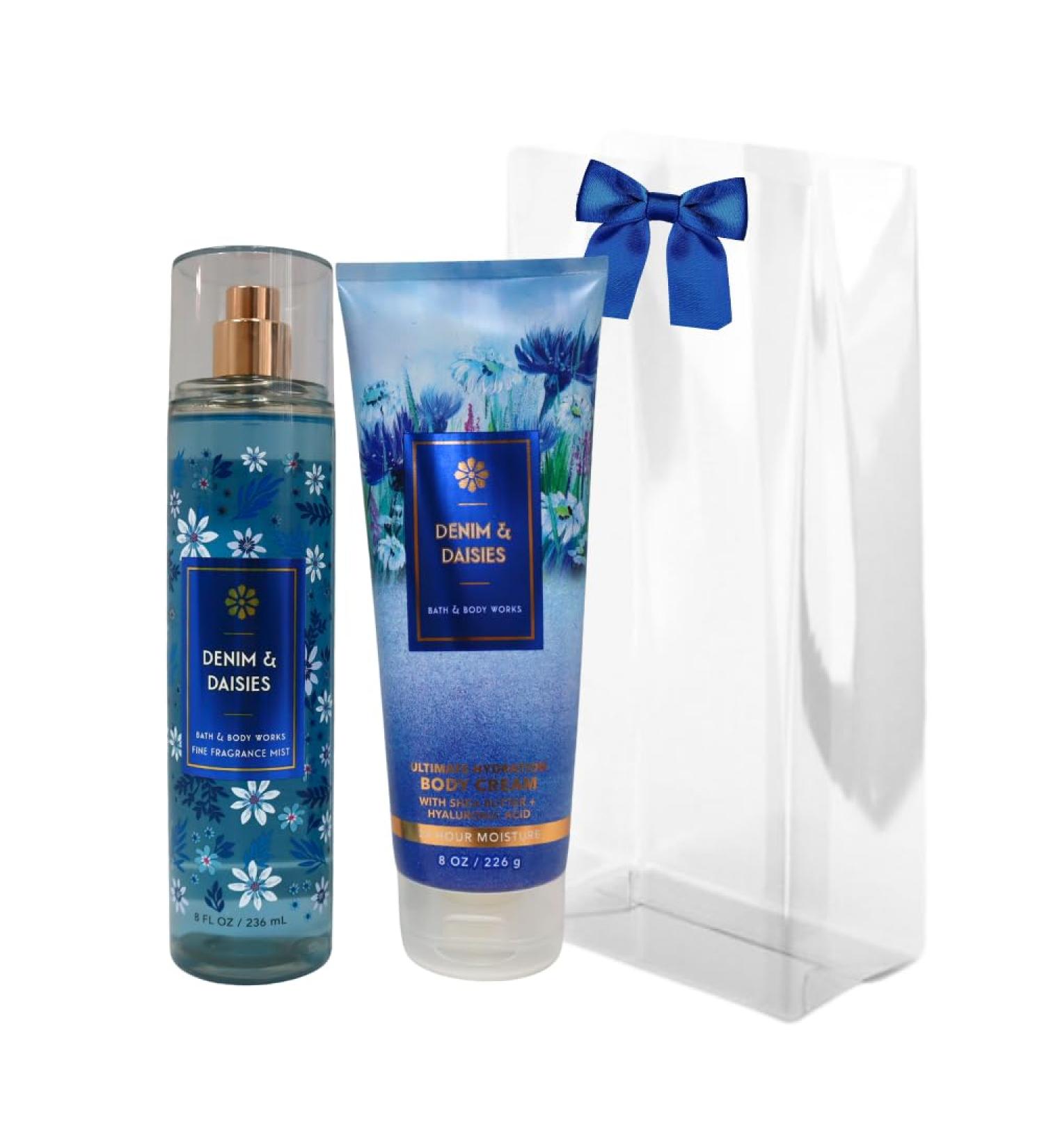 Bath & Body Works Denim & Daisies Mist & Body Cream Gift Set | Perfect Holiday Gifts with Blue Bow - Shop Internationally - Buy Online on GoSupps.com