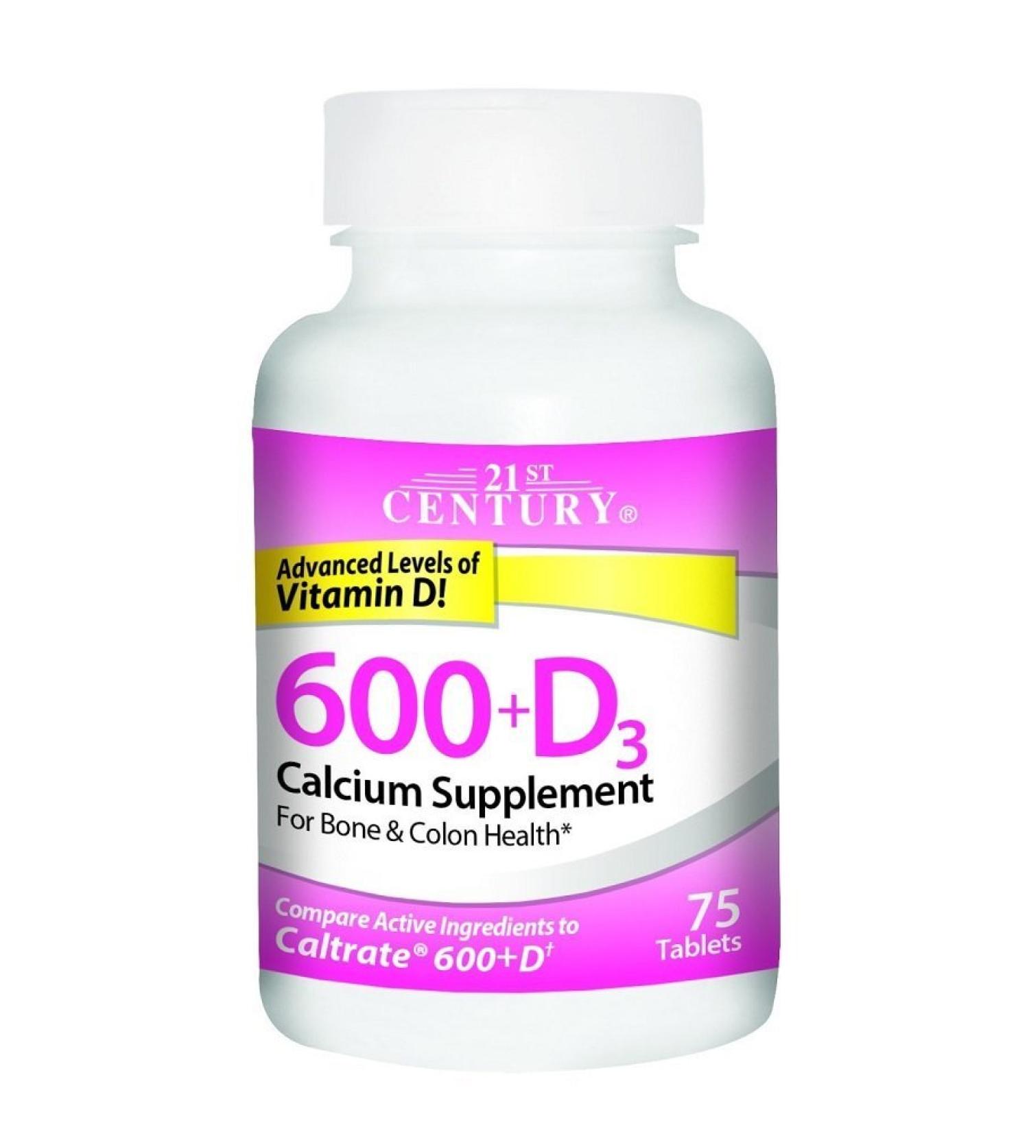 21st Century Calcium 600+D3 Tablet 600mg-800U 75 Count (6 pack)