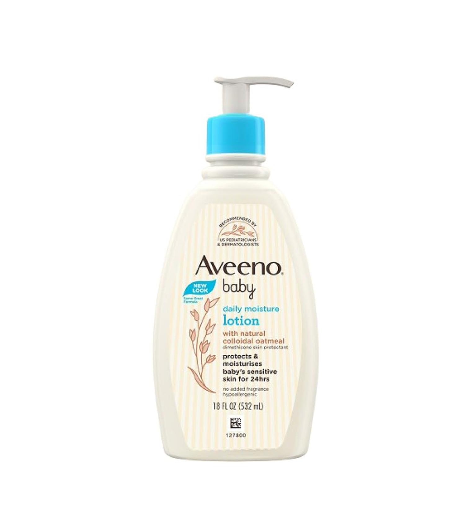 Aveeno Baby Daily Moisture Lotion - Hypoallergenic Fragrance-Free 18 fl. oz | Moisturizing with Natural Oatmeal & Dimethicone for Delicate Skin - Shop Internationally - Buy Online on GoSupps.com