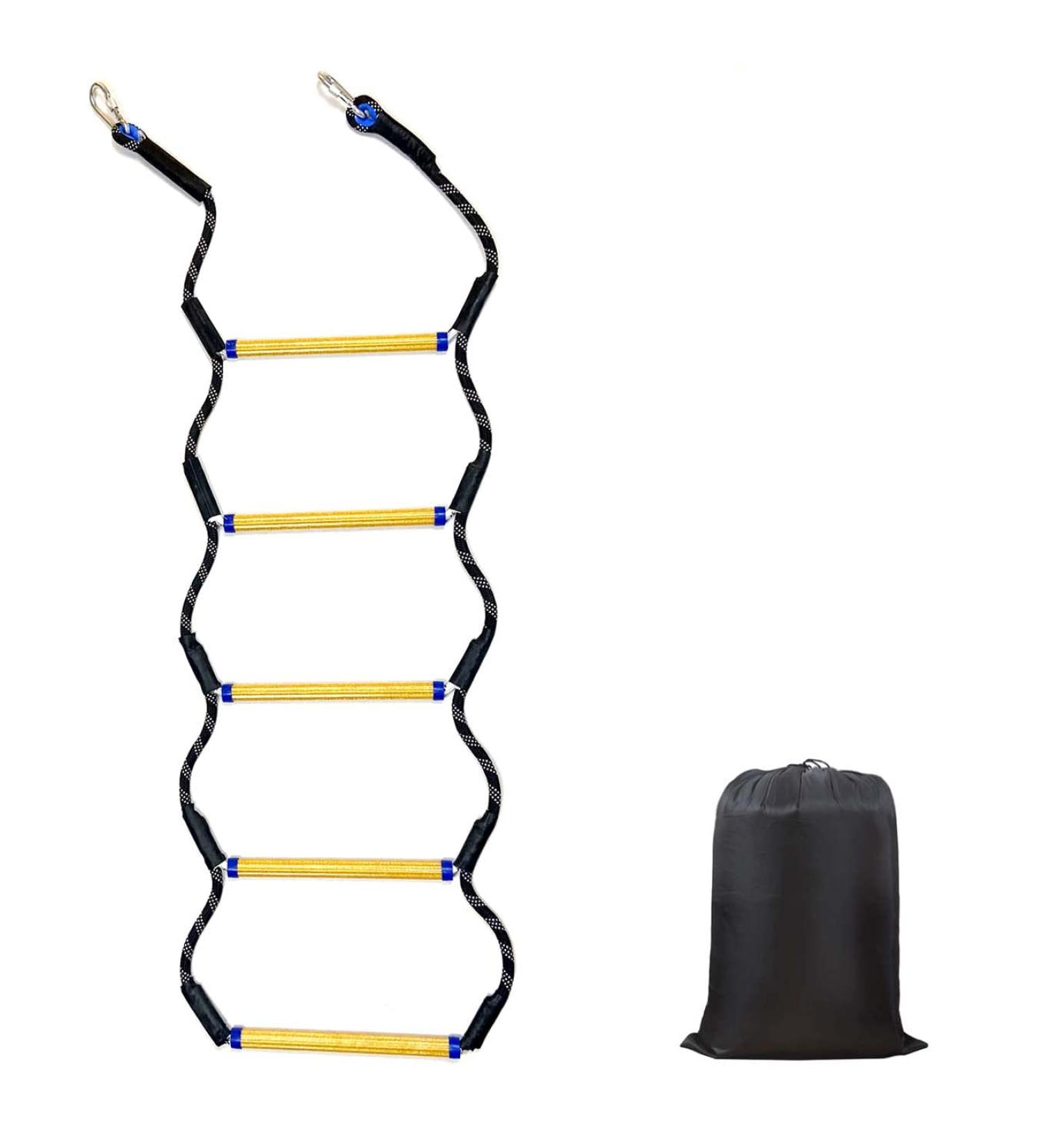 5 Step Heavy Duty Boat Rope Ladder - 400Lbs Strength for Inflatable, Fishing, Kayak, Motorboat - Portable Marine Boarding Rope Ladder (Black) - Buy Online on GoSupps.com