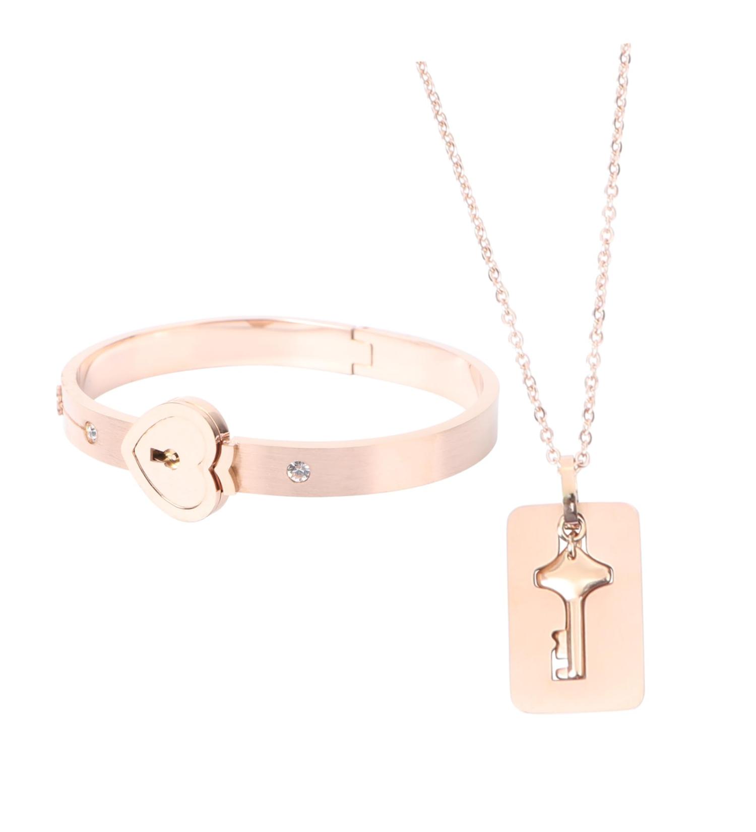 PACKOVE Key Bracelet Bracelet Titanium Steel Bracelet Chic Bracelet Key Necklace Lock Bracelet Couples Bracelets Stainless Steel Necklace Jewelry Necklace Bracelet Jewelry Heart-shaped Set - Buy Online on GoSupps.com