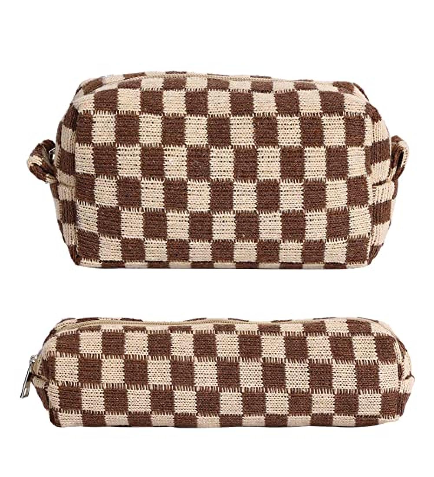 Large Capacity Makeup Bag & Pencil Case Set | Travel Toiletry & Cosmetic Organizer in Khaki - Buy Online on GoSupps.com