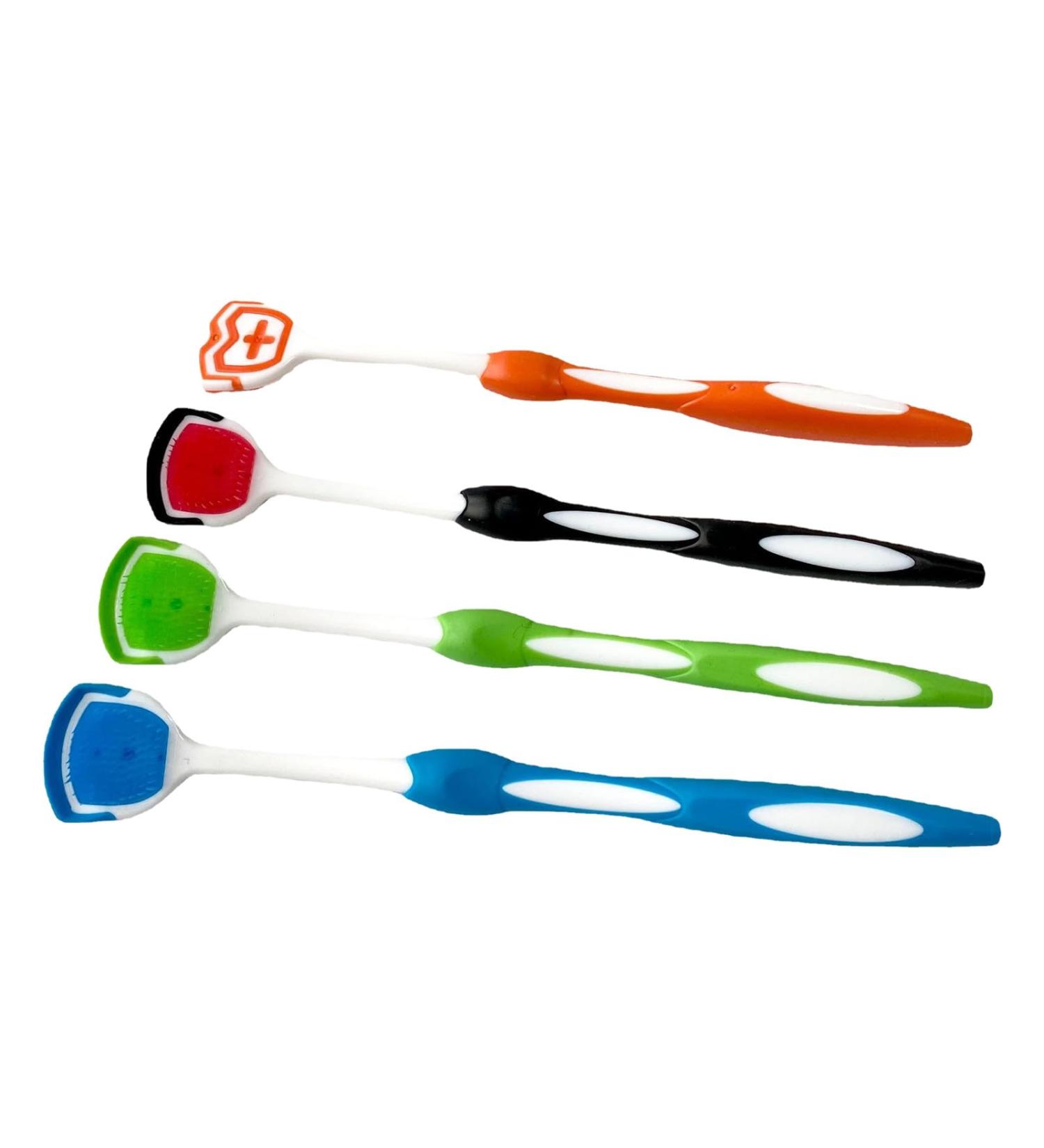 4-Piece Tongue Cleaner Brush Set - Oral Care Scraper for Adults & Kids - Travel-Friendly - WHU710 (White One Size) - Buy Online on GoSupps.com