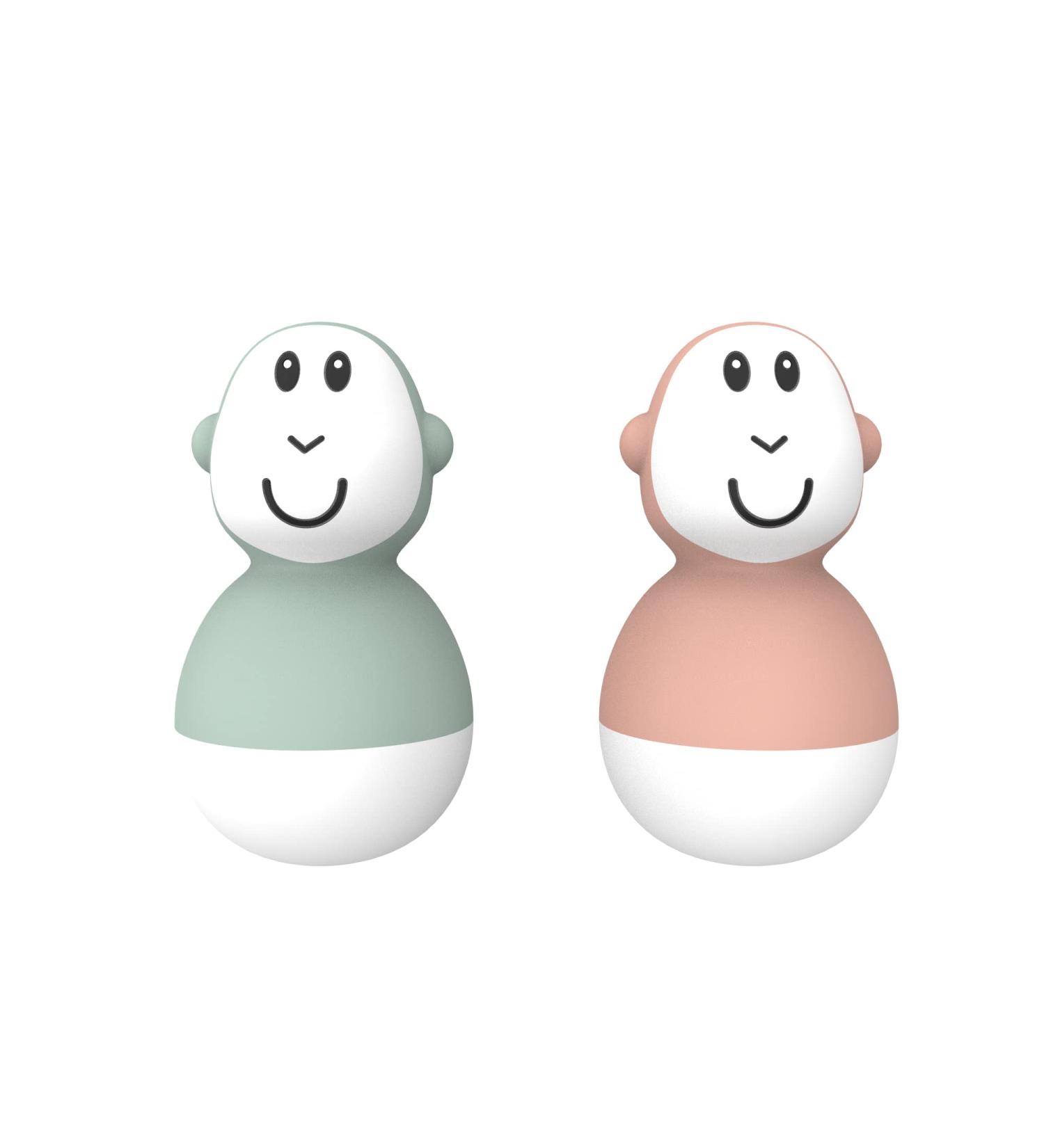 Matchstick Monkey Bathtime Wobblers Antimicrobial Baby Bath Toy Set - Easy Grip Sensory Learning Toys for 12+ Months - Mint Green & Dusty Pink - Buy Online on GoSupps.com