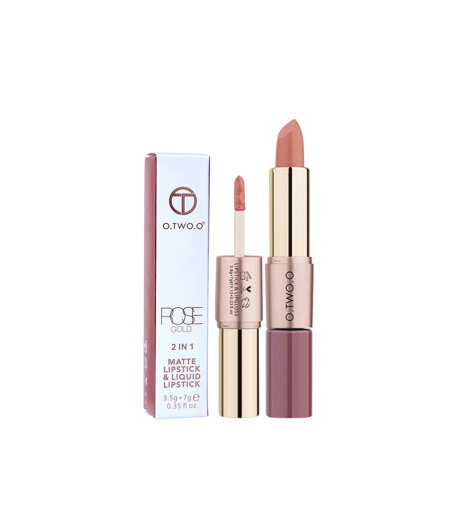 Nude Lipstick for Women - Matte Velvety Finish 2-in-1 Double Lip Tone Long-Lasting & Highly Pigmented Lip Gloss - Buy Online on GoSupps.com