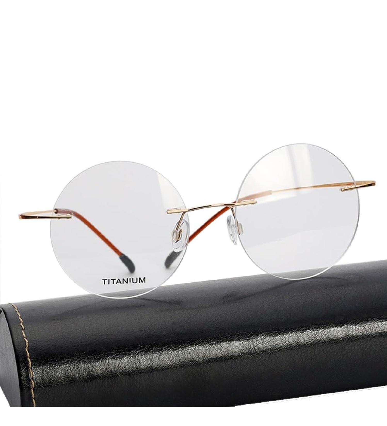 Rimless Retro Round Reading Glasses for Men & Women - Oversized Multifocal +2.0 Gold Readers - Buy Online on GoSupps.com