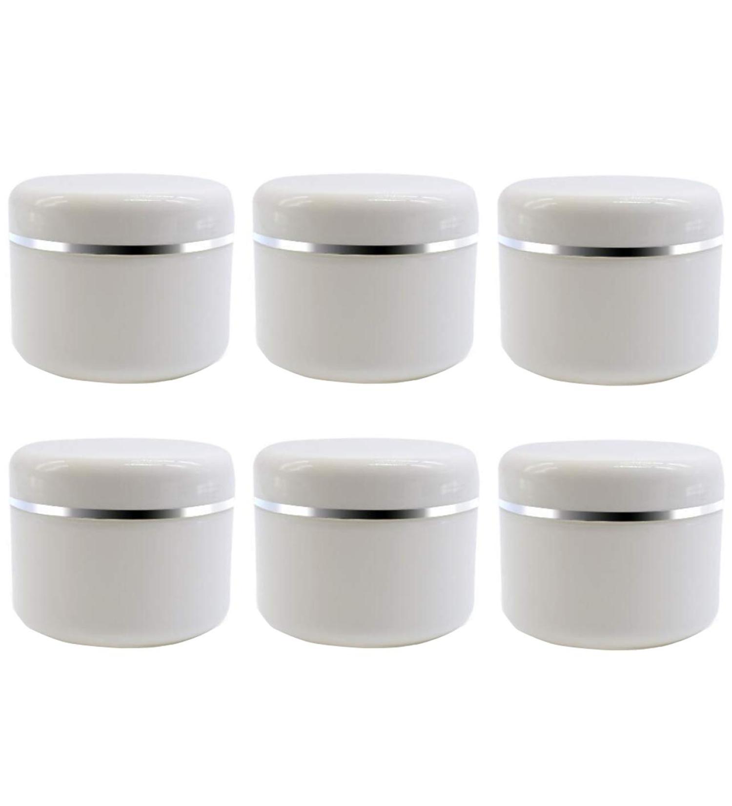 6 x Empty White Plastic Containers for Makeup | Travel Cosmetic Bottles with Screw Cap & PP Liner | Ideal for Eyeshadow Cream Lotion & Lip Balm (100g/3.4 oz) - Buy Online on GoSupps.com