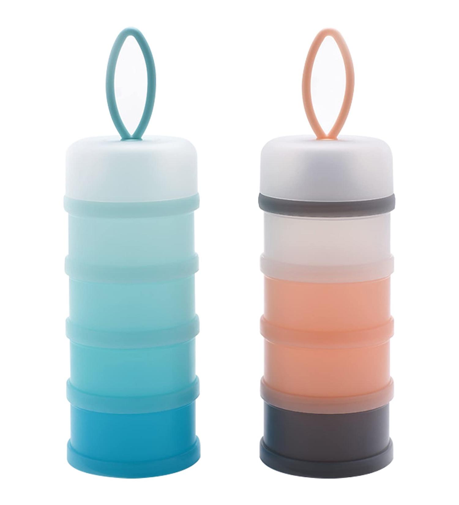 2pcs Liwein Milk Formula Dispenser - 4 Layers Portable Pot for Travel Outdoor Feeding - Blue+Pink - Buy Online on GoSupps.com
