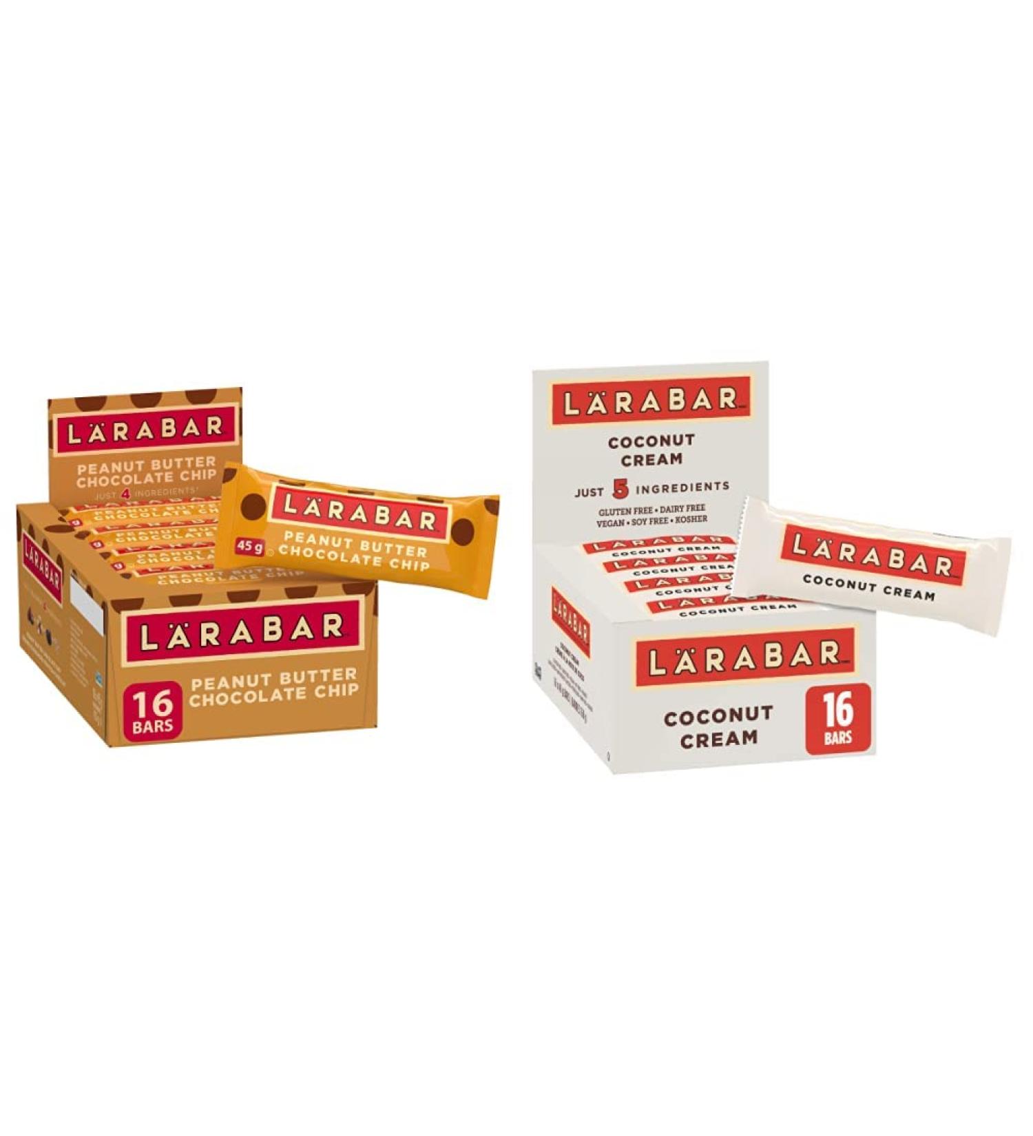 Larabar Gluten Free Peanut Butter Chocolate Chip Fruit and Nut Energy Bar 16-Count 720 Gram & Gluten Free Coconut Cream Fruit and Nut Energy Bar 16-Count 768 Gram - Buy Online on GoSupps.com