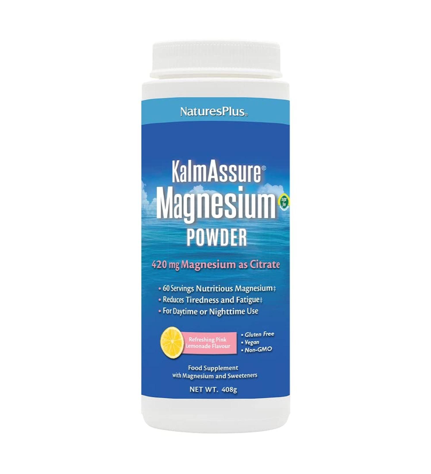 Nature's Plus Kalmassure Magnesium Powder - Refreshing Pink Lemonade 400 mg, 0.90 lb (408 g) â€“ Natural Relaxation & Wellness - Buy Online on GoSupps.com