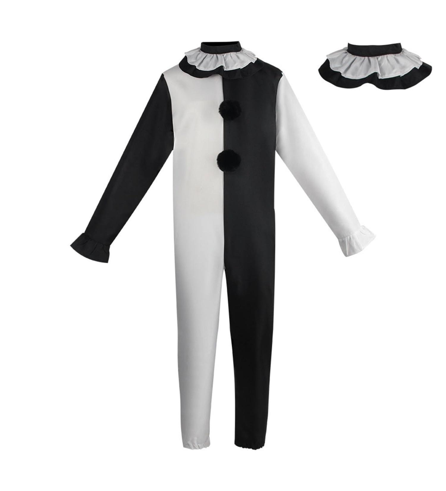 Duohropke Terrifier Clown Jumpsuit Cosplay Costume | Black & White Carnival Outfit for Men & Women - Buy Online on GoSupps.com